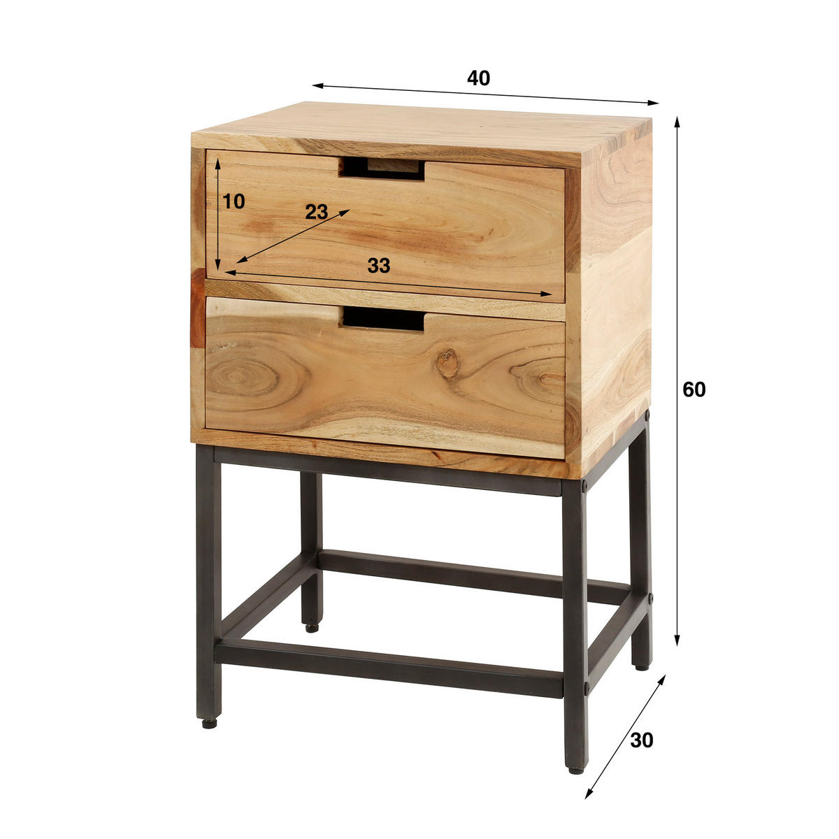NACHTTISCH Flach Braun 30/40/60 cm - Braun, Holz (40/60/30cm) - Hoyz Collection