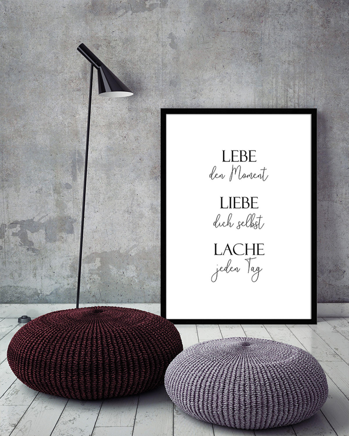 BILD mit Rahmen 51x71 cm Spruch: Leben Liebe Lachen - Weiß, Holz (51/71cm) - artissimo