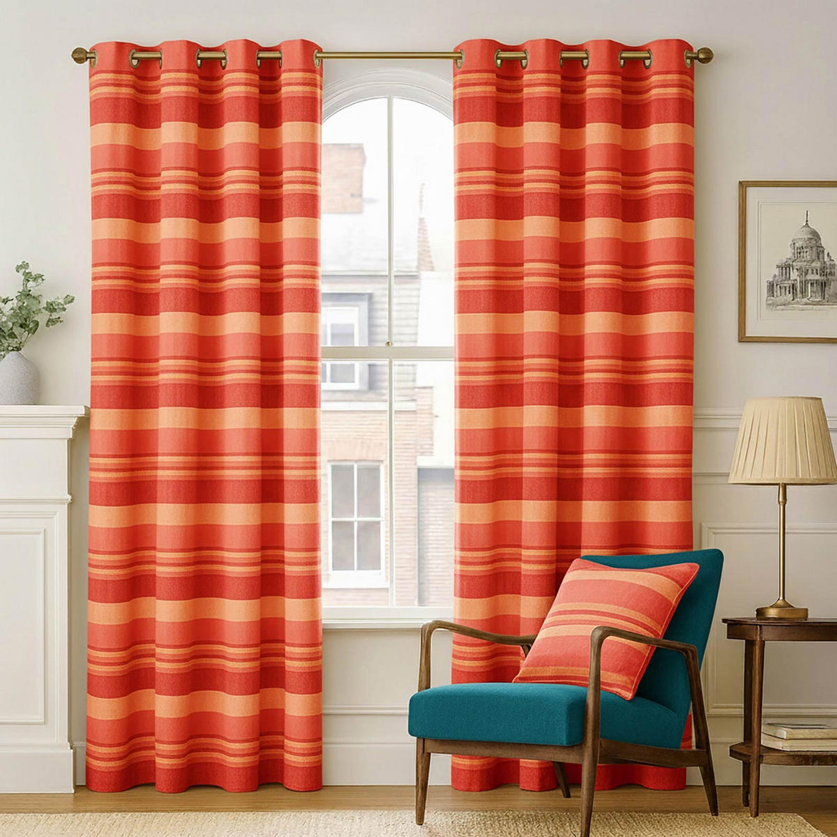 ÖSENVORHANG Morocco blickdicht 2er-Set, 167/228 cm - Terracotta, Textil (167/228cm) - Homescapes