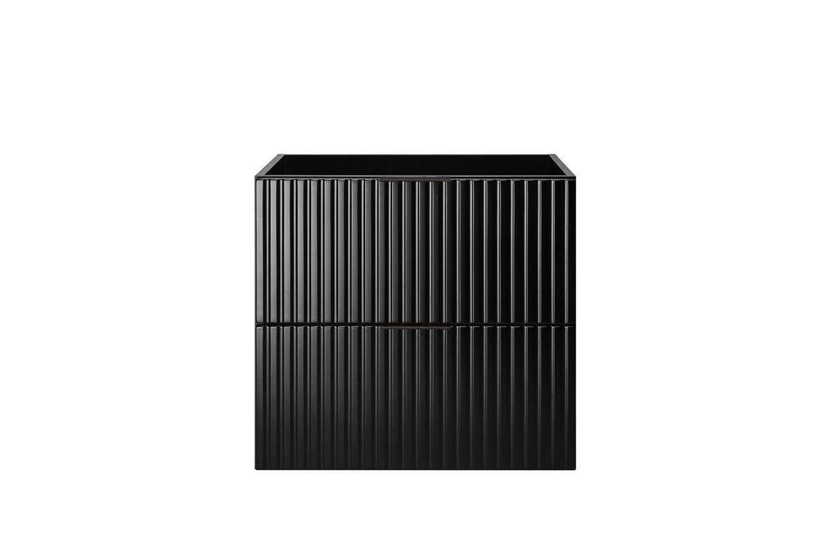 WASCHBECKUNTERSCHRANK, Schwarz, 60 x 57 x 46 cm, schwarzer Griff, ohne Arbeitsplatte - Schwarz, Holzwerkstoff (60/57/46cm) - 3XE LIVING