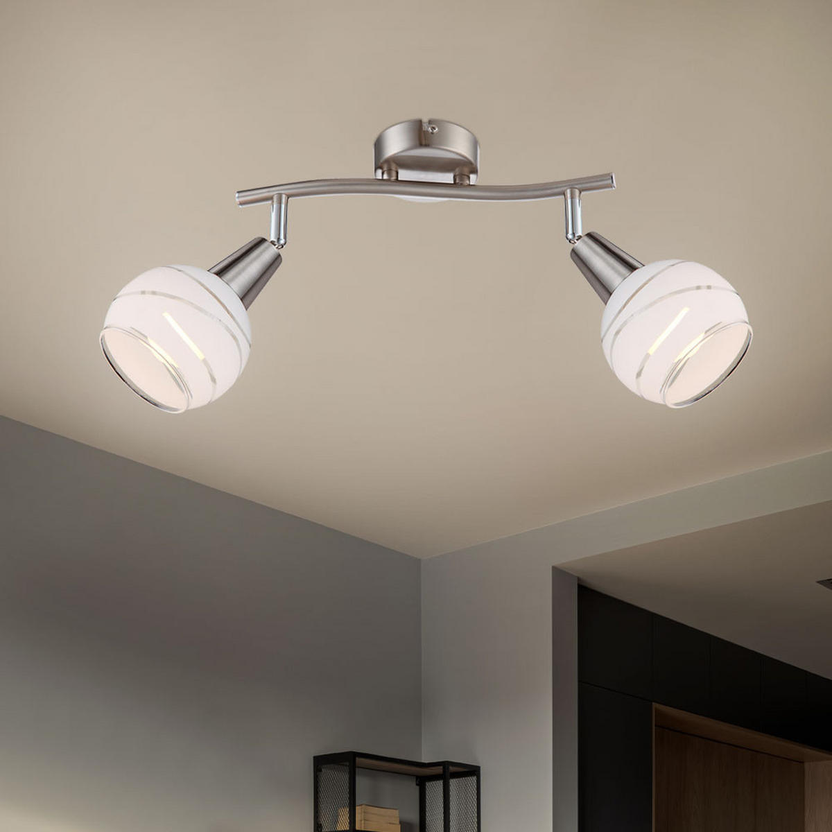 LED DECKENLEUCHTE Elliott Silber Metall Glas - Silberfarben, Glas (28/9.7/21.1cm) - Globo Lighting