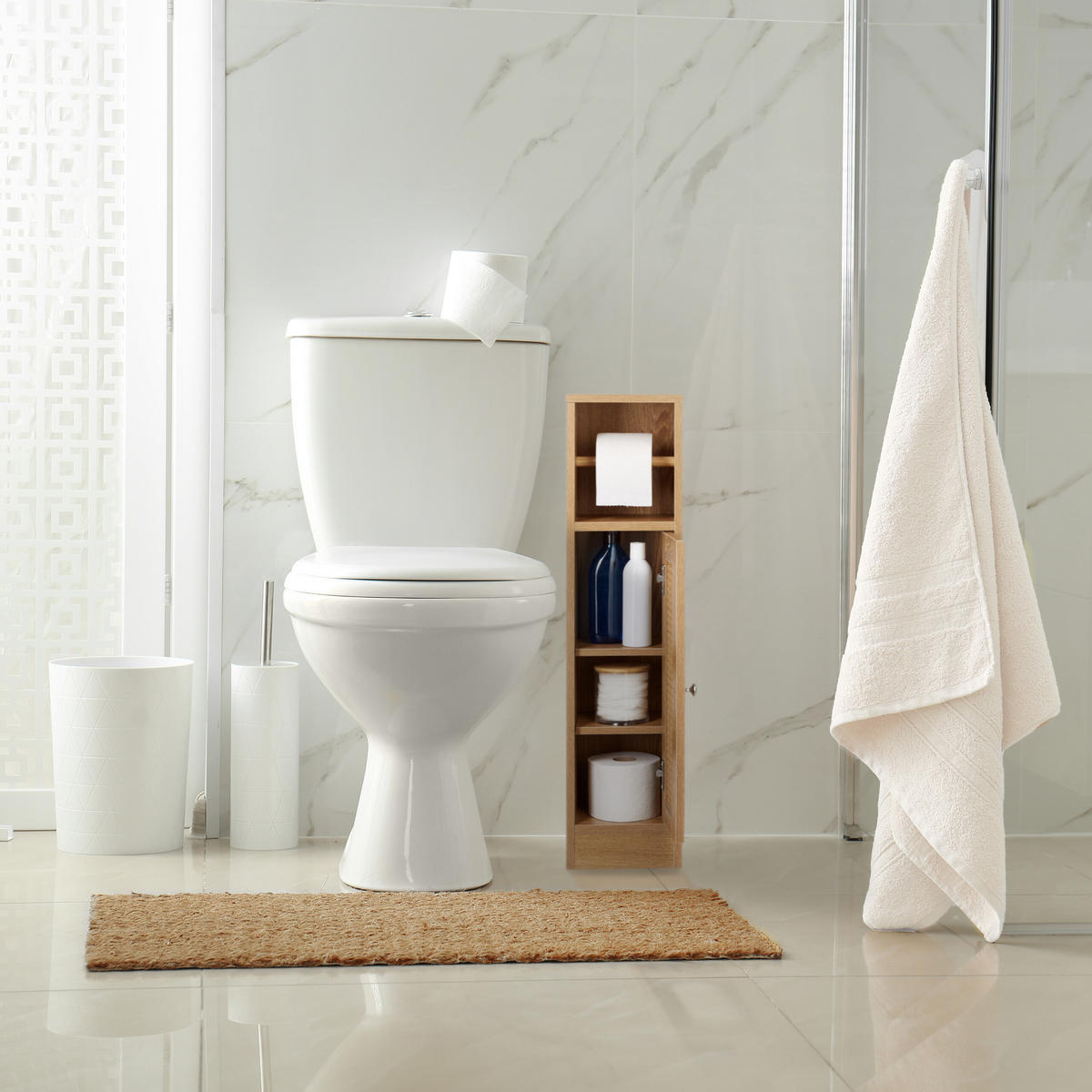 TOILETTENPAPIERHALTER - Hellbraun, Holzwerkstoff/Kunststoff (20.5/80/21cm) - Relaxdays