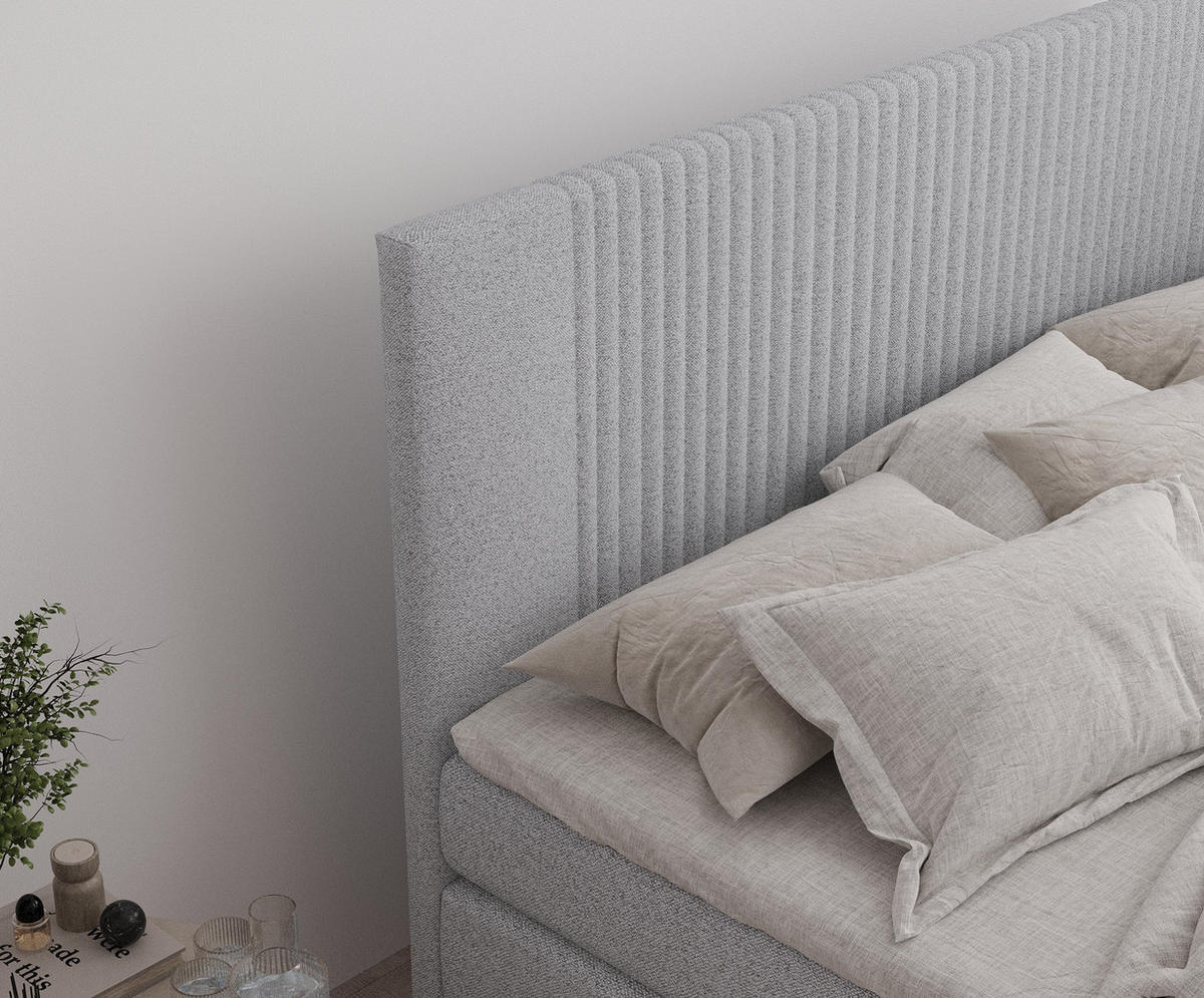 BOXSPRINGBETT Bergamo Hellgrau 200/200 cm - Hellgrau/Schwarz, Holz/Holzwerkstoff (200/200cm) - Maison de Reve
