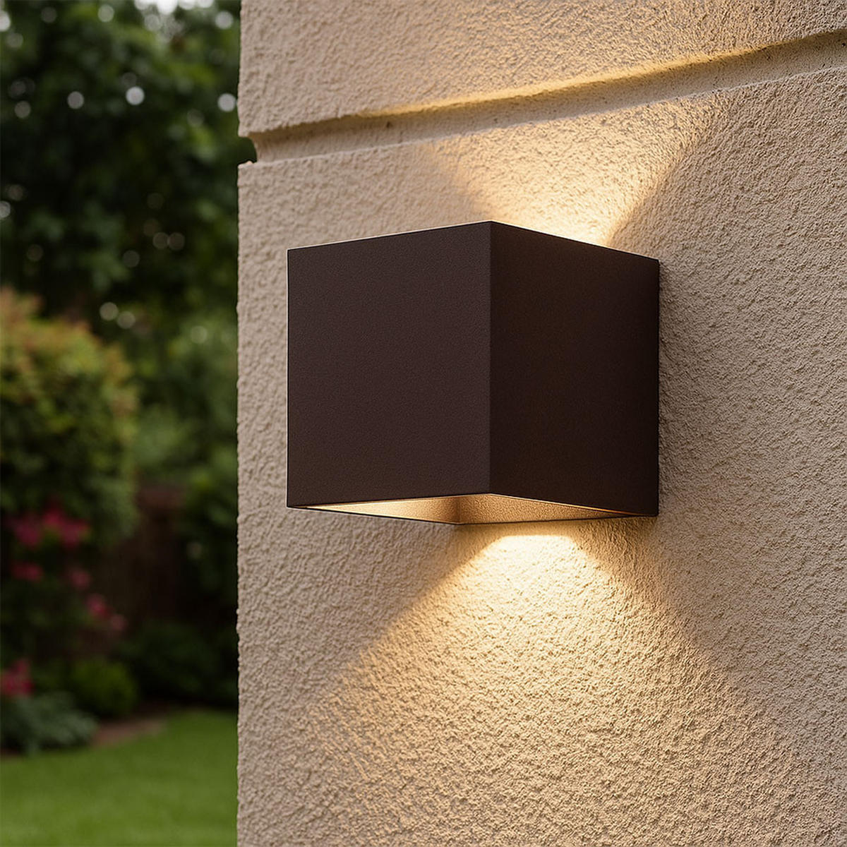 LED AUSSEN-WANDLEUCHTE Rostoptik Braun - Braun, Glas (10/10/10cm) - Globo Lighting