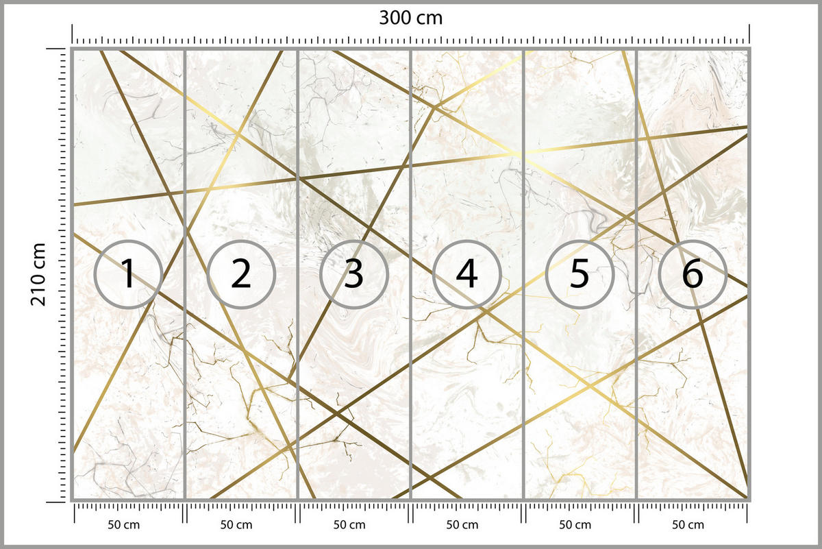 FOTOTAPETE Marmor Linien Abstraktion 300x210 - Gelb/Beige, Papier (300/210cm) - Muralo
