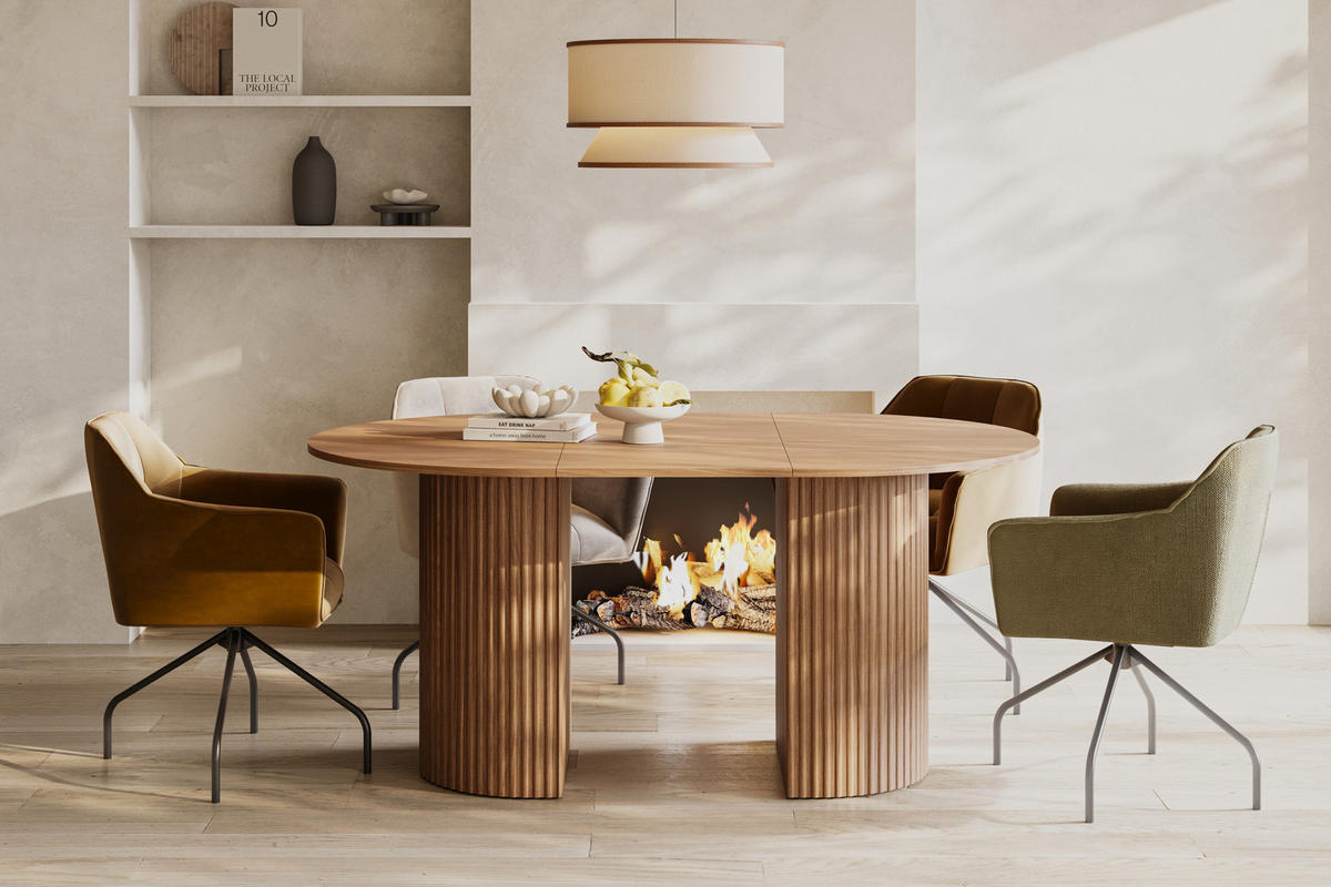 ESSTISCH WALVENO Ausziehbar 120 - 220 / 110 x 77,4 cm - Braun, Holz (120/110/77.4cm) - MASSENO