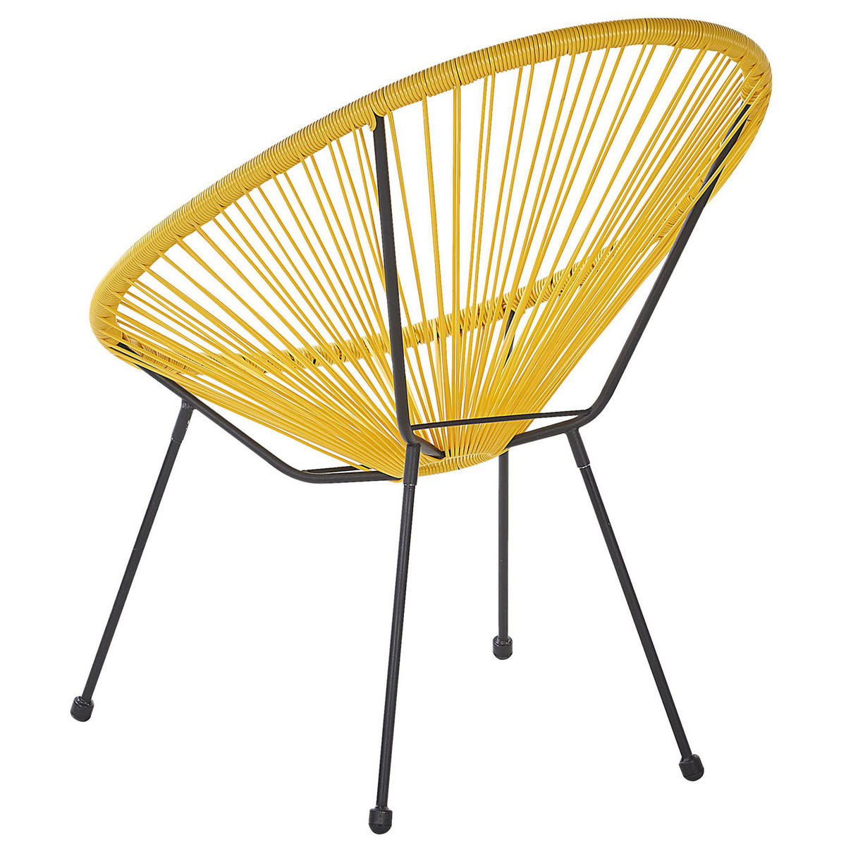 RATTANSTUHL 2er-SET gelb Kunststoff 70 cm Acapulco II - Gelb/Schwarz, Kunststoff (70/87/90cm) - Beliani