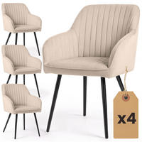 ČALÚNENÉ STOLIČKY, sada 4 ks, kovové nohy, béžová, čierna 54,5/82/58 - čierna/béžová, textil (55/82/52cm) - RAUMHIRSCH FURNITURE