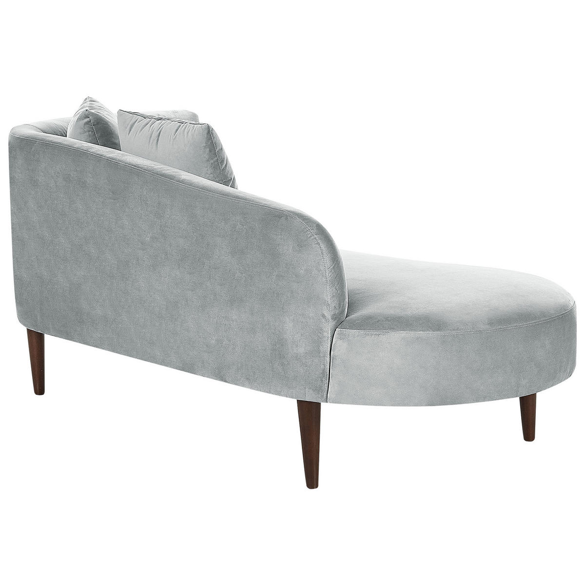 CHAISELONGUE Samtstoff hellgrau rechtsseitig Chaumont - Dunkelbraun/Grau, Textil (168/75/74cm) - Beliani