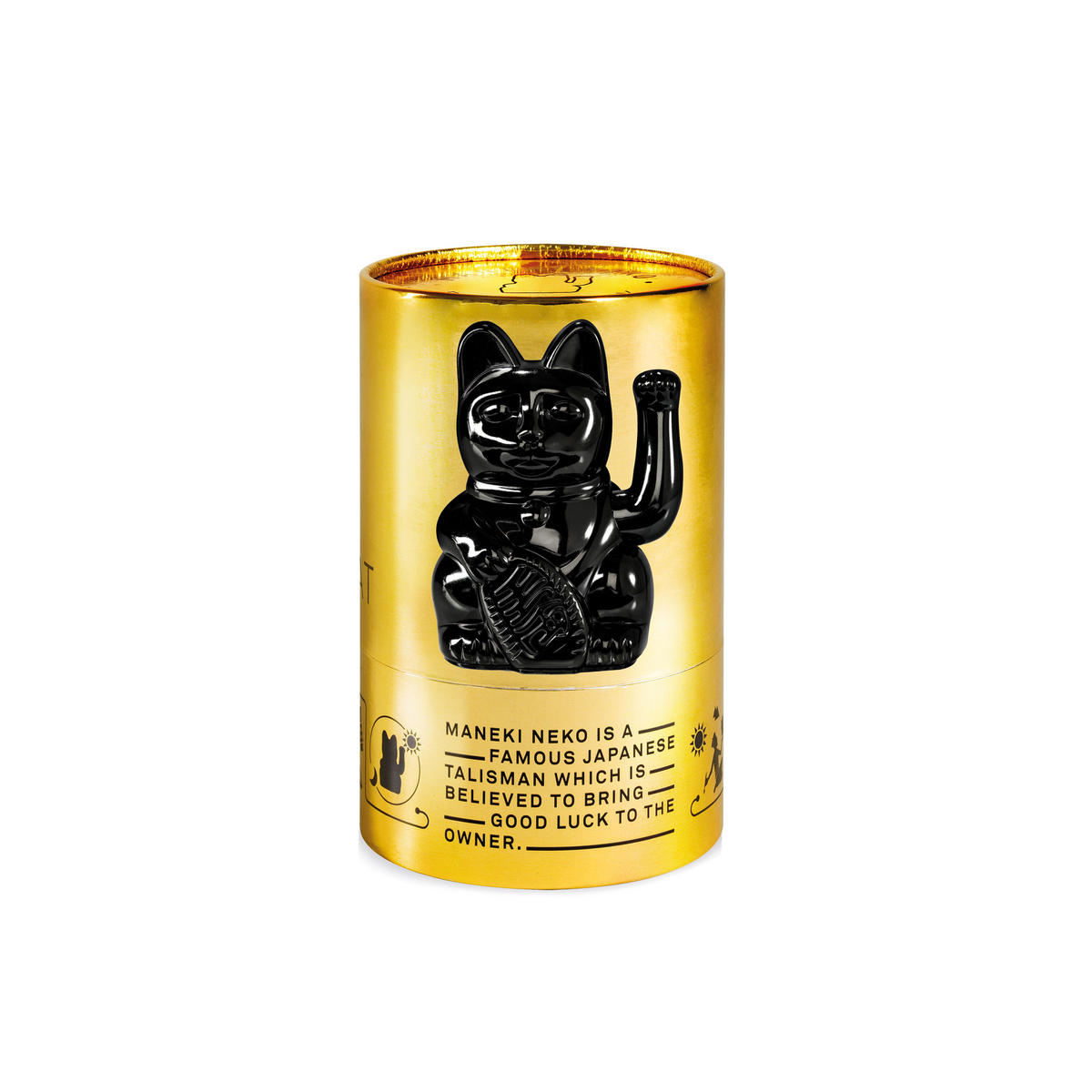 WINKEKATZE Lucky Cat Maneki Neko Egypt, Kunststoff, Shiny Black, 15 cm - Schwarz, Kunststoff (10.5/15/8.5cm) - Donkey Products