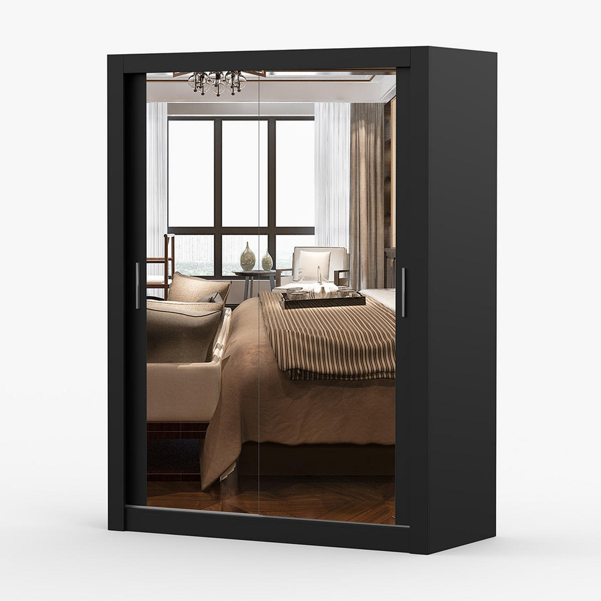 SKŘÍŇ s otočnými dveřmi Milan 150 cm 150/215/64 cm, 2dveřová, černý - černá, kompozitní dřevo (150/215/64cm) - imoebel24