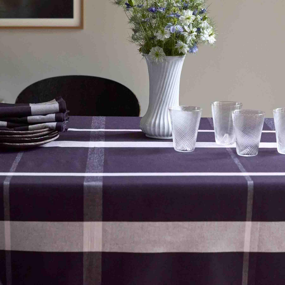 TISCHDECKE La nonna kaviar 160 x 350 cm - Schwarz, Textil (160/350cm)