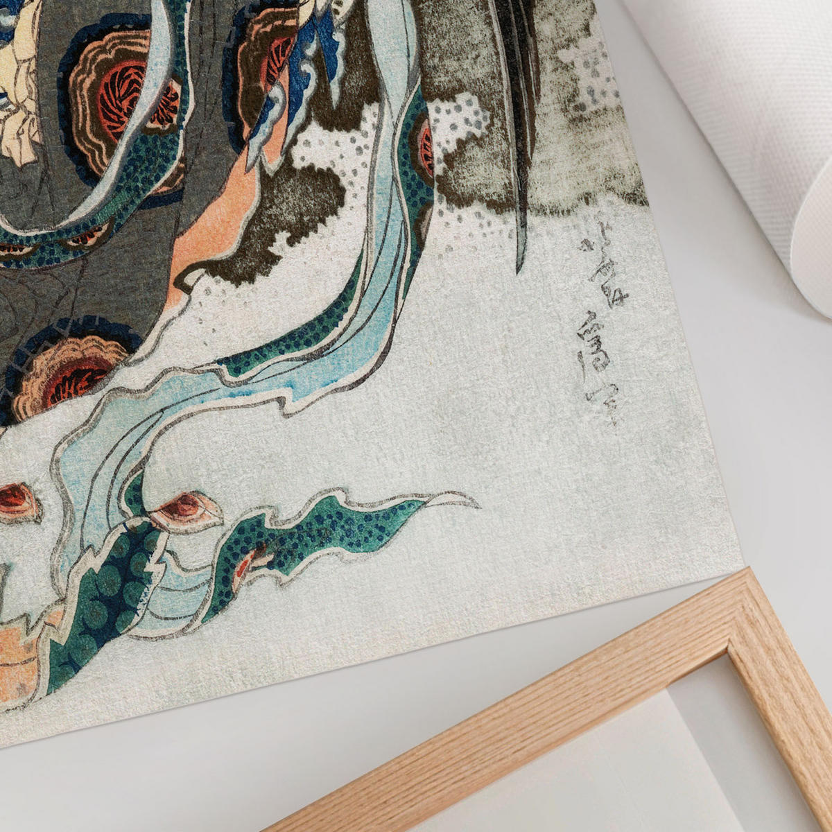 POSTER - 29x42 cm - Hokusai - Japanische Frau - Rot, Textil (29/42/0.1cm) - TULUP