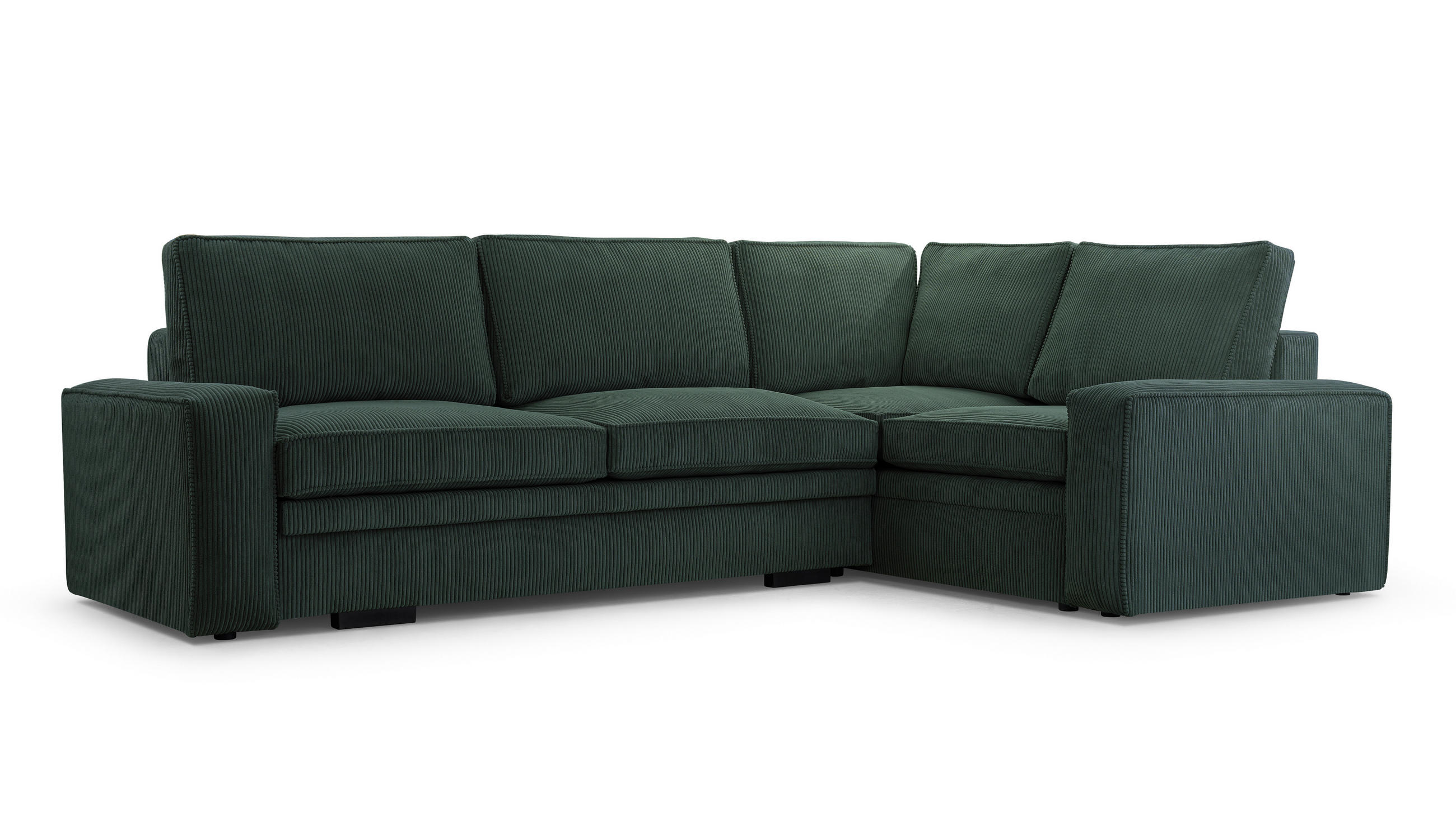 ECKSOFA L Form Treville Grün 296/196/94 cm –Rechts, mit Bettkasten und Schlaffunktion - Schwarz/Grün, Kunststoff/Textil (296/196cm) - AX Living