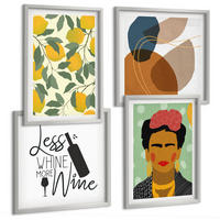 BILDER SET 4er Set - 50x50 cm & 40x60 cm Silberner Rahmen - Zitronenweinporträt von Frida - Silberfarben, Kunststoff (50/50cm) - TULUP