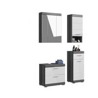 BADKOMBINATION 4tlg. Scout Bad in Rauchsilber Nachbildung und weiß hochglanz B/H/T: 112x191x34 cm - Anthrazit, Holz (112/191/37cm)