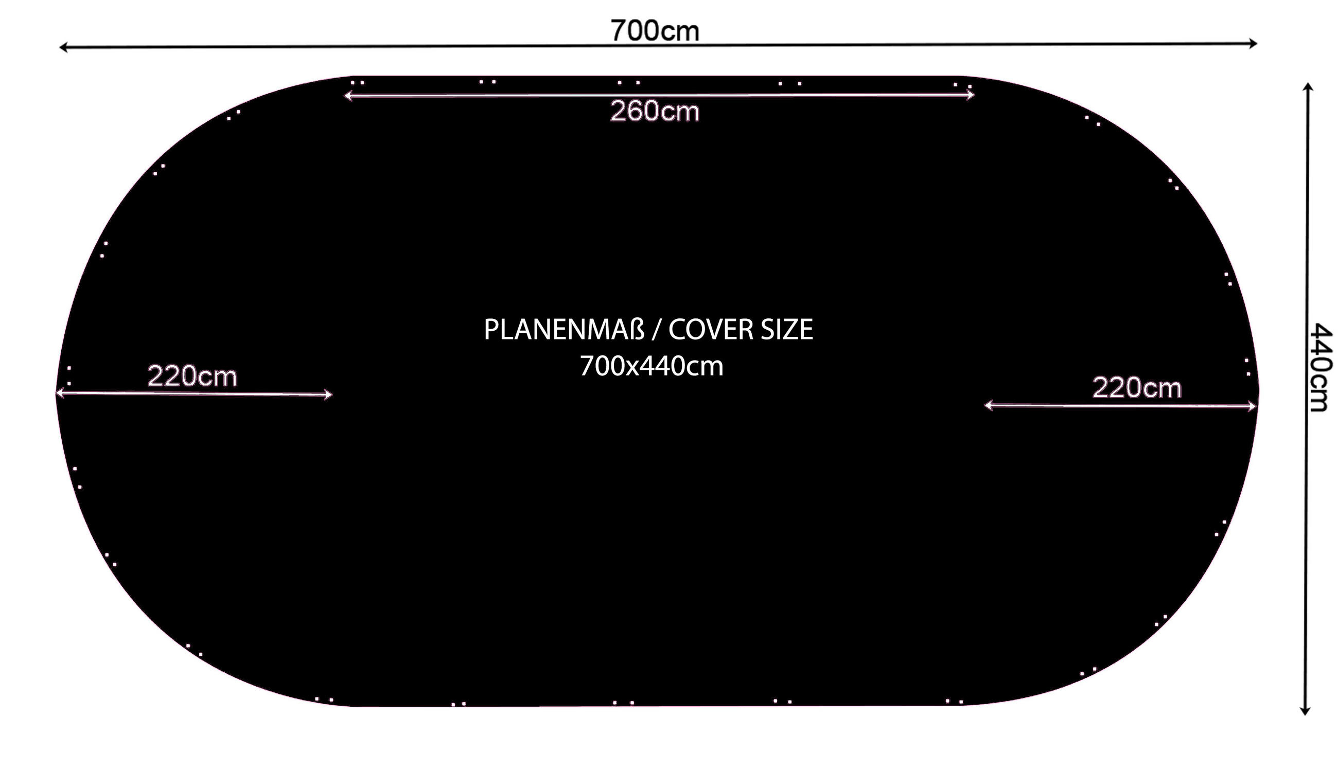 POOLABDECKUNG Oval Planenmaß 700x440cm Schwarz - Schwarz, Kunststoff (440/700cm) - QUICK STAR