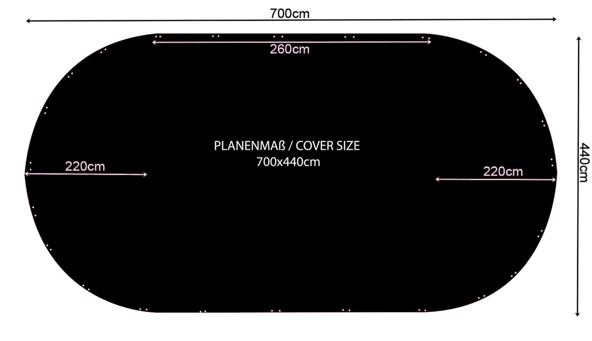 POOLABDECKUNG Oval Planenmaß 700x440cm Schwarz - Schwarz, Kunststoff (440/700cm) - QUICK STAR