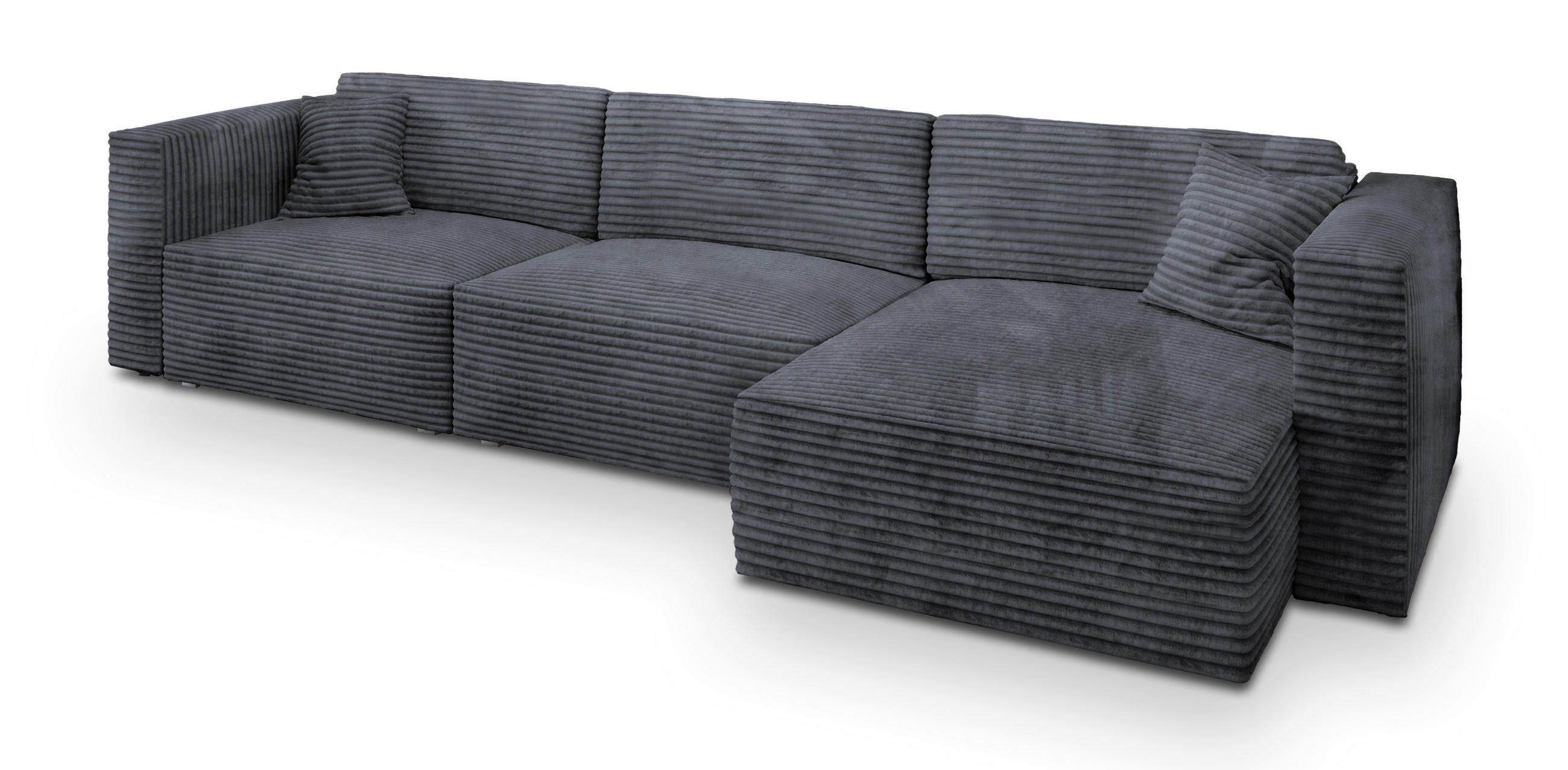 ECKSOFA TOLMO Graphitfarben Kordstoff mit Schlaffunktion - Graphitfarben, Holz (347/148cm) - MASSENO