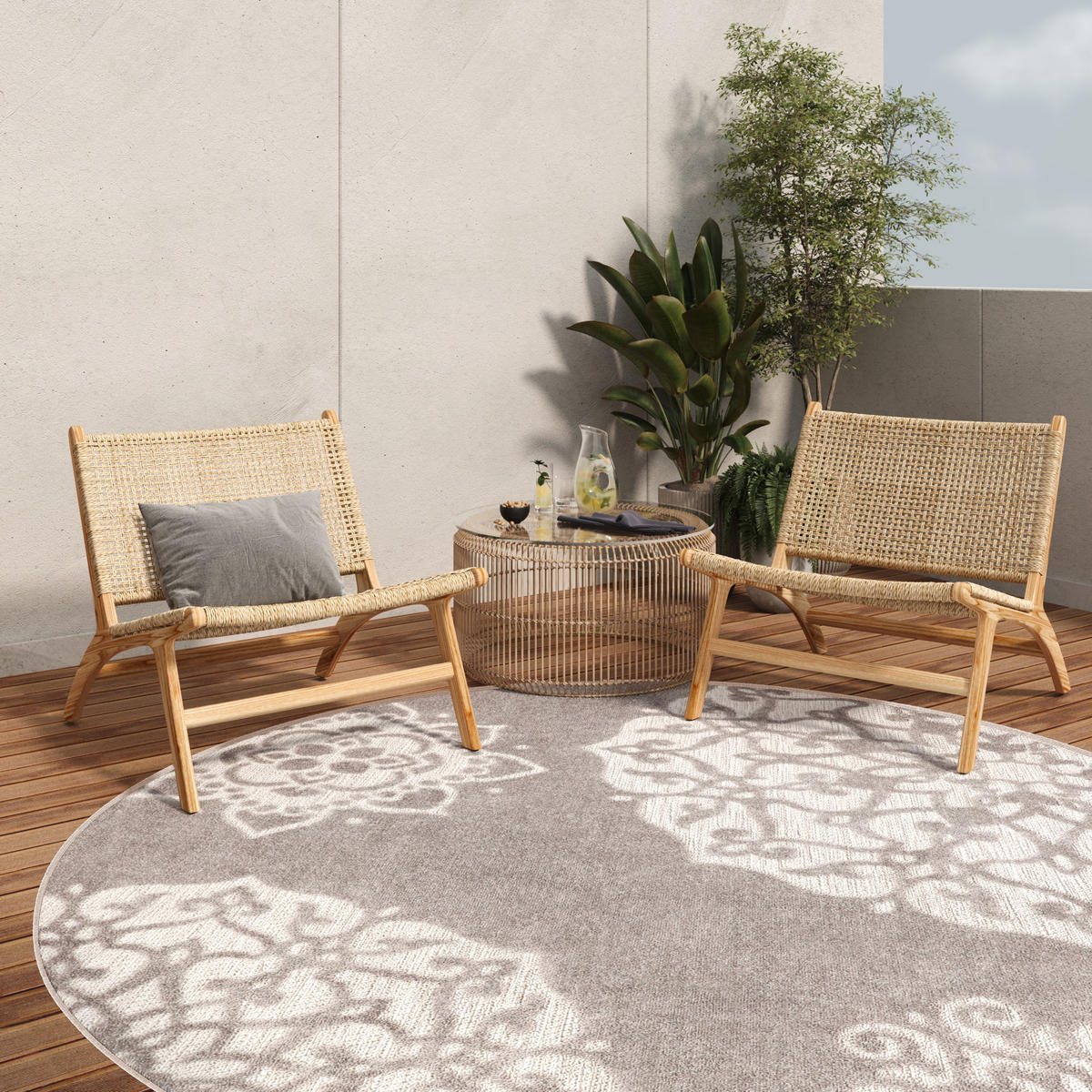 TEPPICH PATIO rund Grau 240/240 cm - Grau, Textil (240/240cm) - Tapiso
