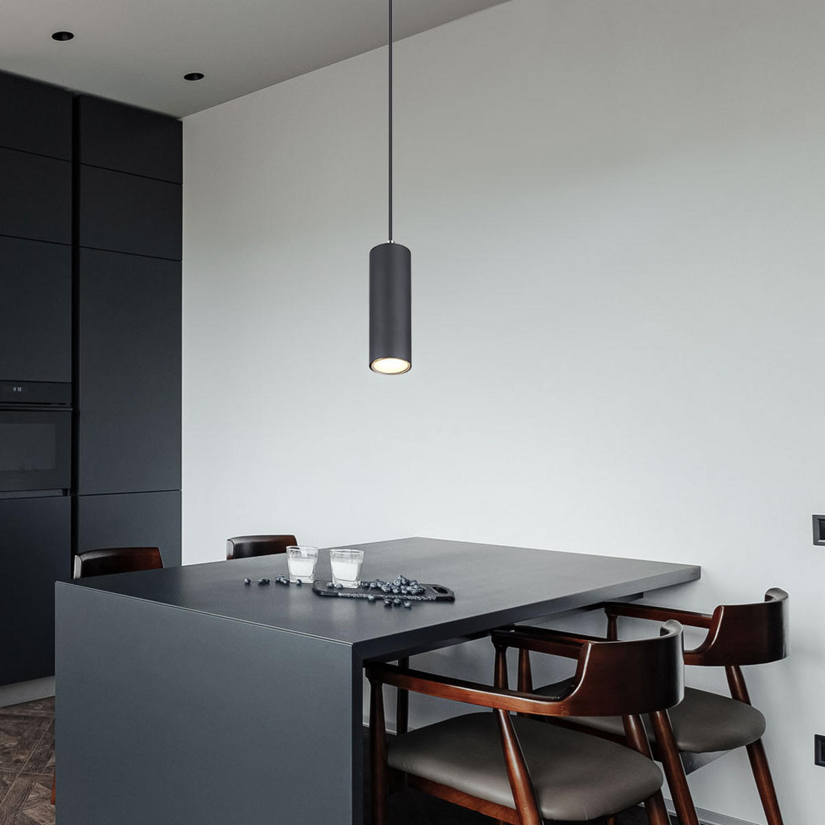 HÄNGELEUCHTE Metall Schwarz matt 2er Set - Schwarz, Metall (9/9/120cm) - Globo Lighting
