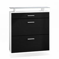 SCHUHSCHRANK Malea Front in Schwarz matt - Schwarz, Holzwerkstoff (89/96/23cm) - Vladon