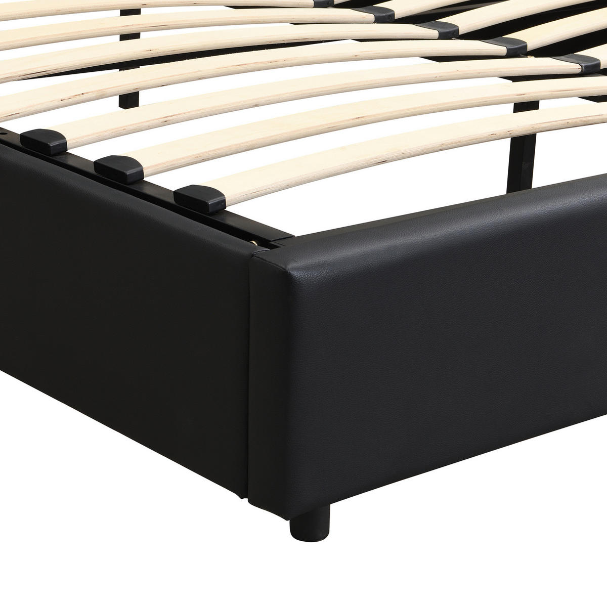 POLSTERBETT aus PU 180x200 cm Schwarz mit Stauraum, USB-Anschluss, kabellosem Laden und Beleuchtung - Schwarz, Leder (180/200cm) - IVMEU