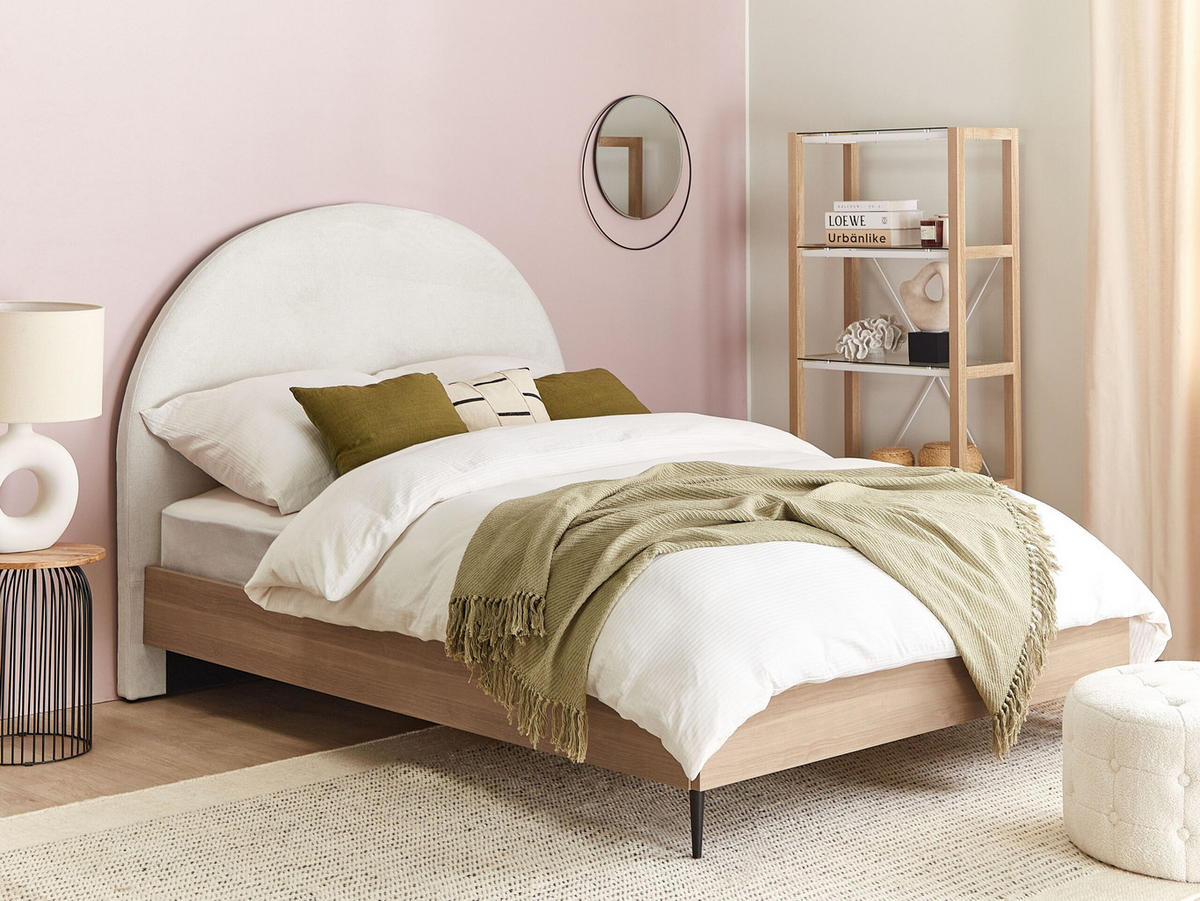 BETT 140/200cm Cremeweiß Millay - Creme, Textil (140/200cm) - Beliani