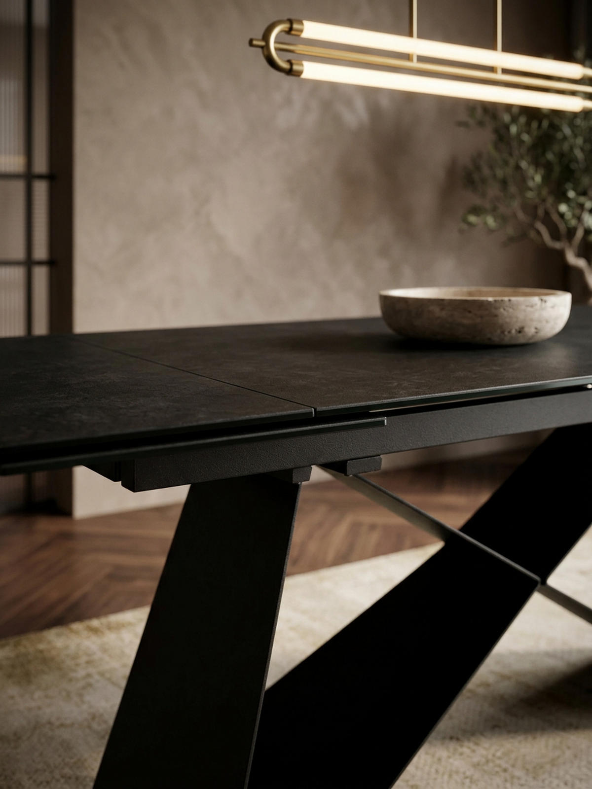 ESSTISCH Ausziehbar Keramik Glas Marmoroptik Rechteckig Groß, Schwarz 180x95x78 cm - Schwarz, Keramik/Metall (95/180/78cm) - KADIMA DESIGN