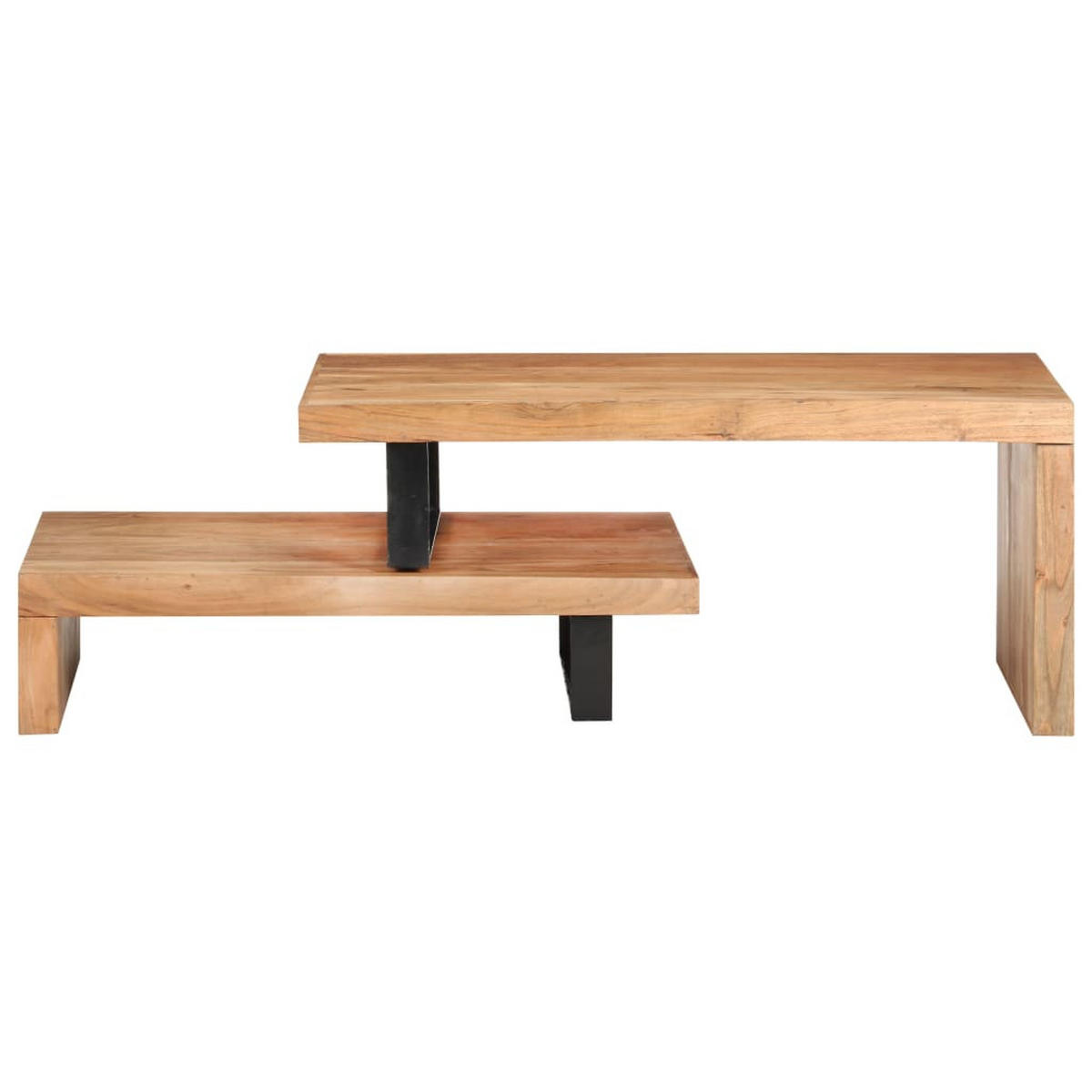 2-TLG. Couchtisch-Set Akazie Massivholz - Hellbraun, Holz (90/50/40cm) - furnicato