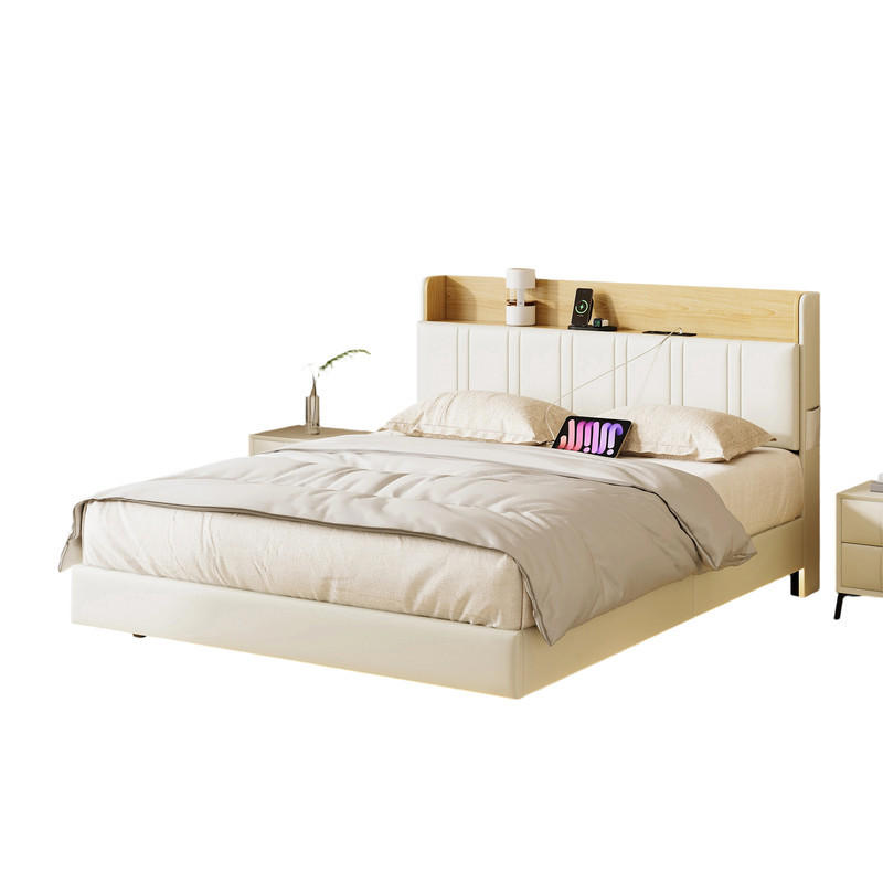 TAPACIRANI KREVET 160x200 cm BIJELA PU LED USB Schwebebett - bijela, metal (160/200cm) - SHOPENTRA