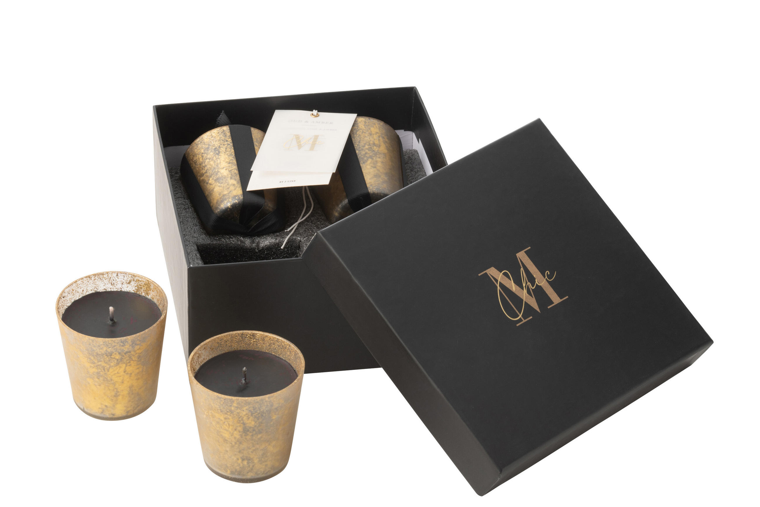 DUFTKERZE M-CHIC - Gold - 20 Std. - 4er set - Goldfarben, Paraffin (6.5/7.5cm) - J-Line