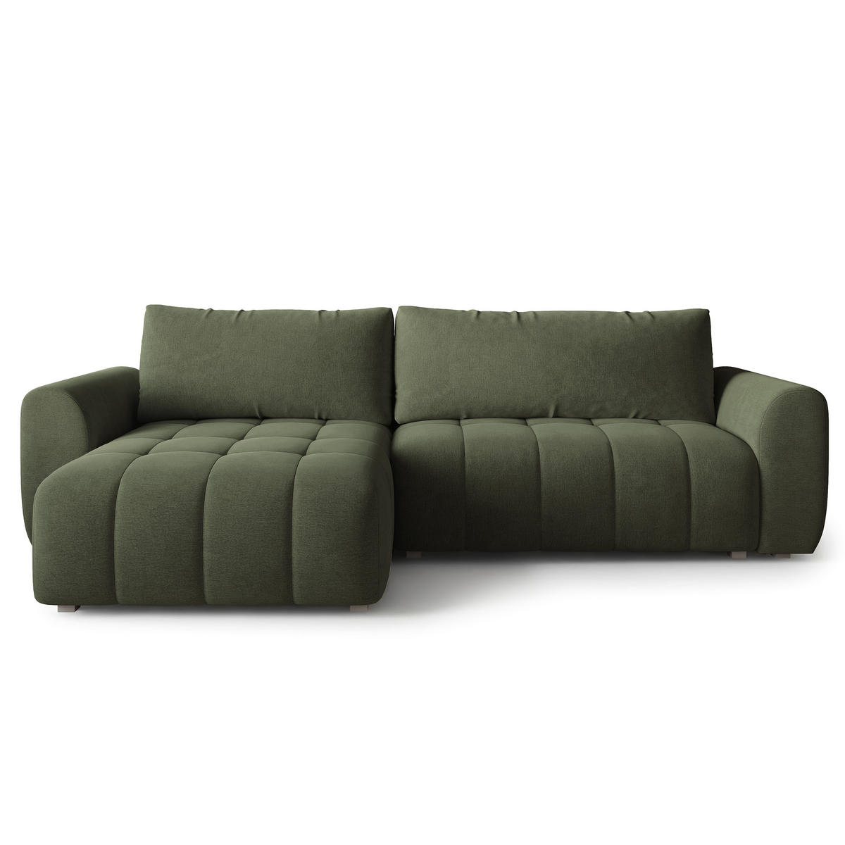 ECKSOFA MODARO CL Olivgrün Samtstoff mit Schlaffunktion - Olivgrün, Holzwerkstoff/Textil (285/148cm) - MASSENO