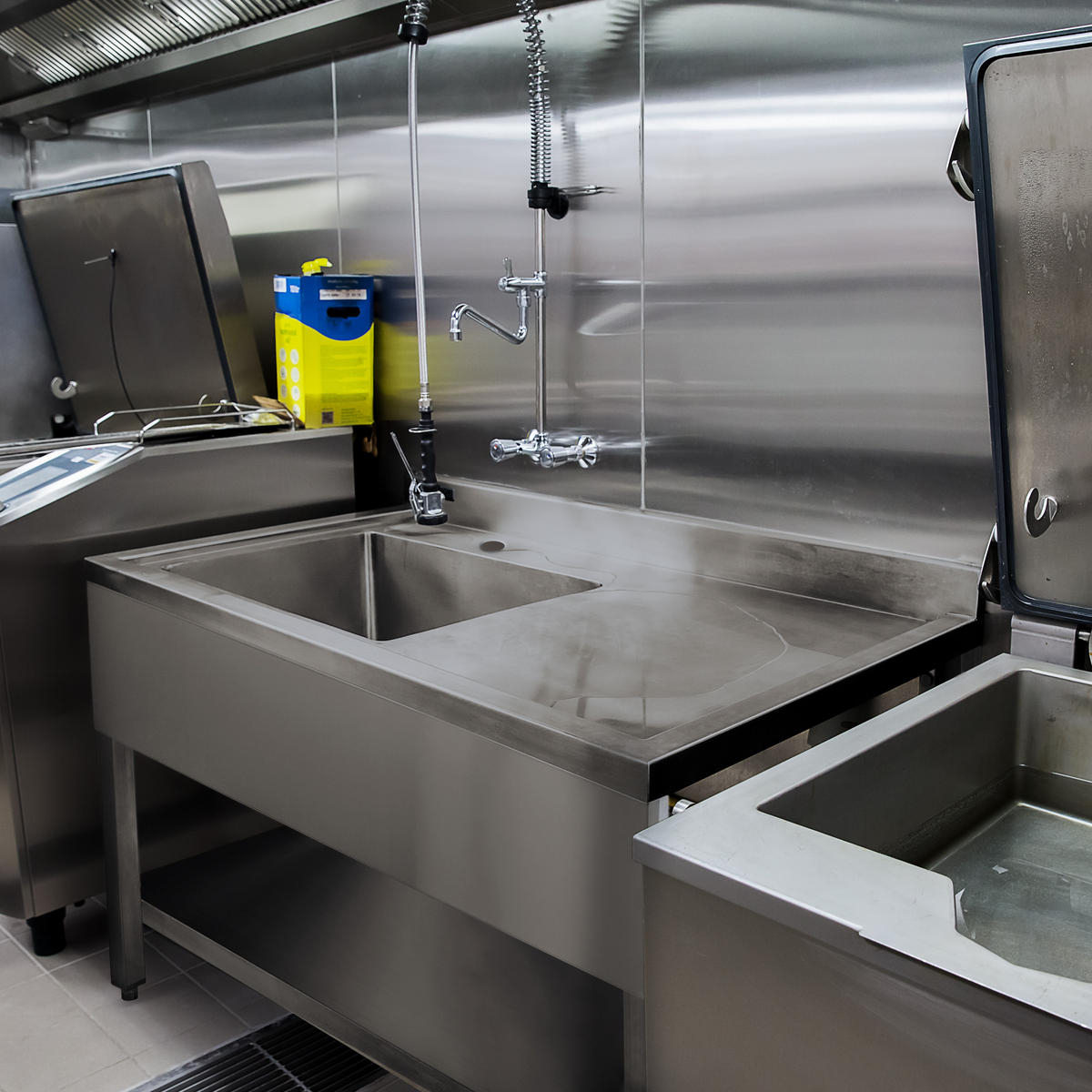 GASTROSPÜLE Edelstahl – 1 Becken Links - Alufarben, Metall (120/1/60cm) - Monstershop