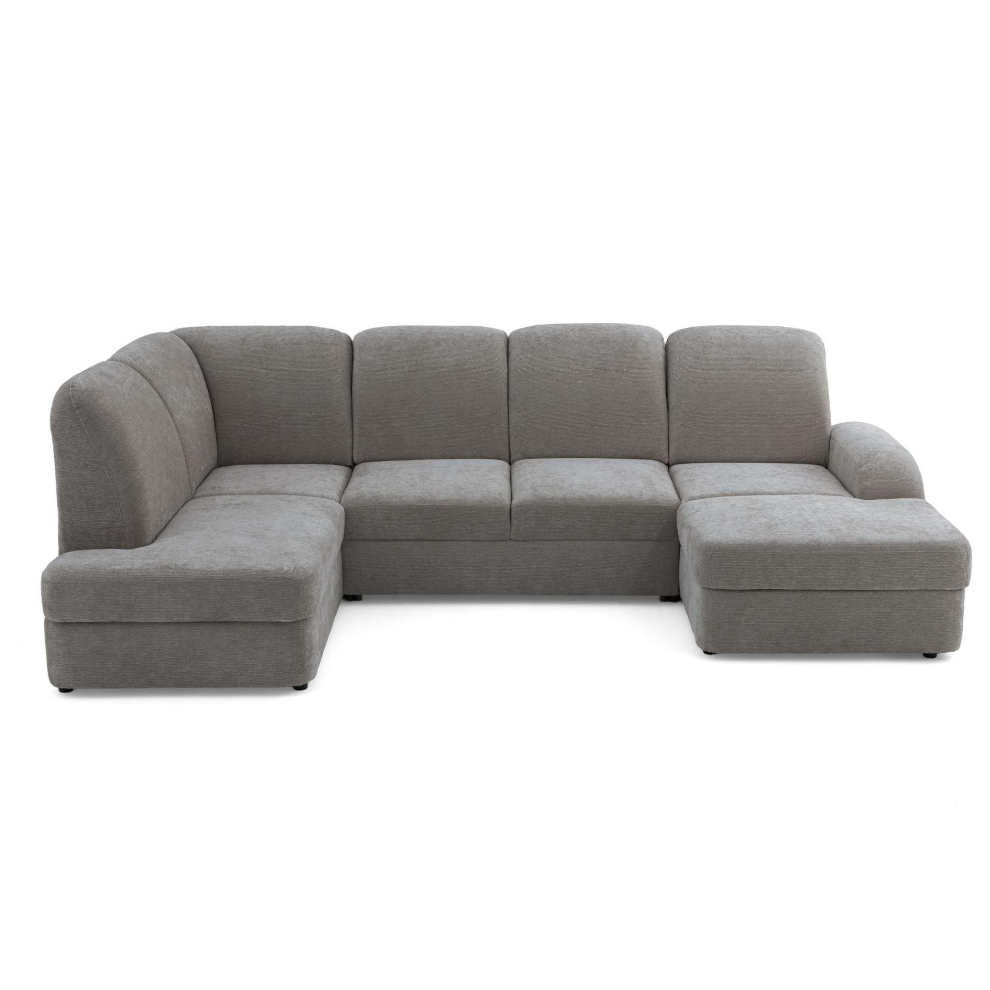 ECKSOFA VIBE U Links mit Schlaffunktion 129x263 Chenille Grau - Schwarz/Grau, Holz/Kunststoff (280/102/186cm) - Muffo