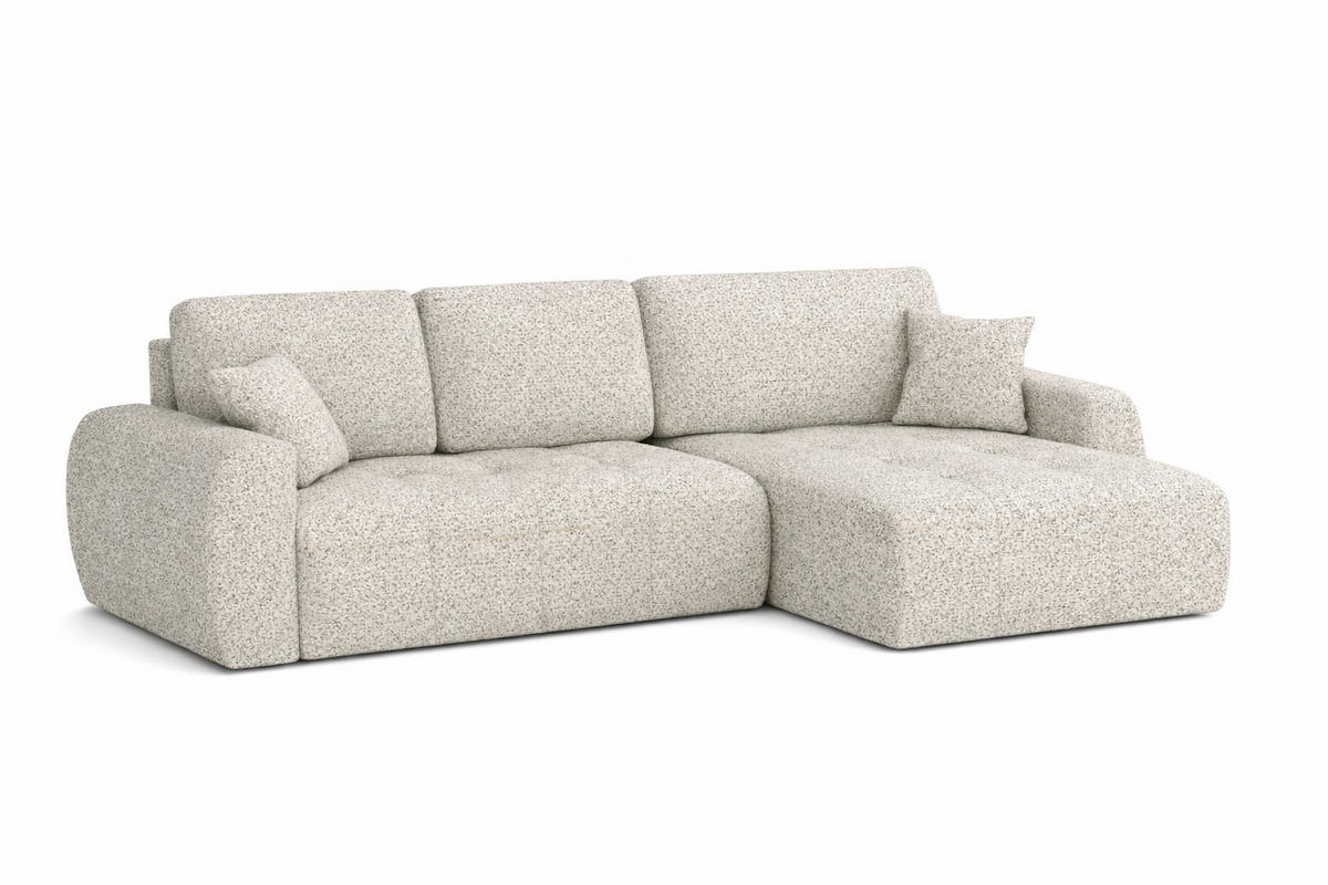 ECKSOFA Mit Schlaffunktion Und Bettkasten L-Form Ivo L, Chenille-Stoff Artico, Nata, Rechts - Beige, Holz (250/142cm) - Kaiser Möbel