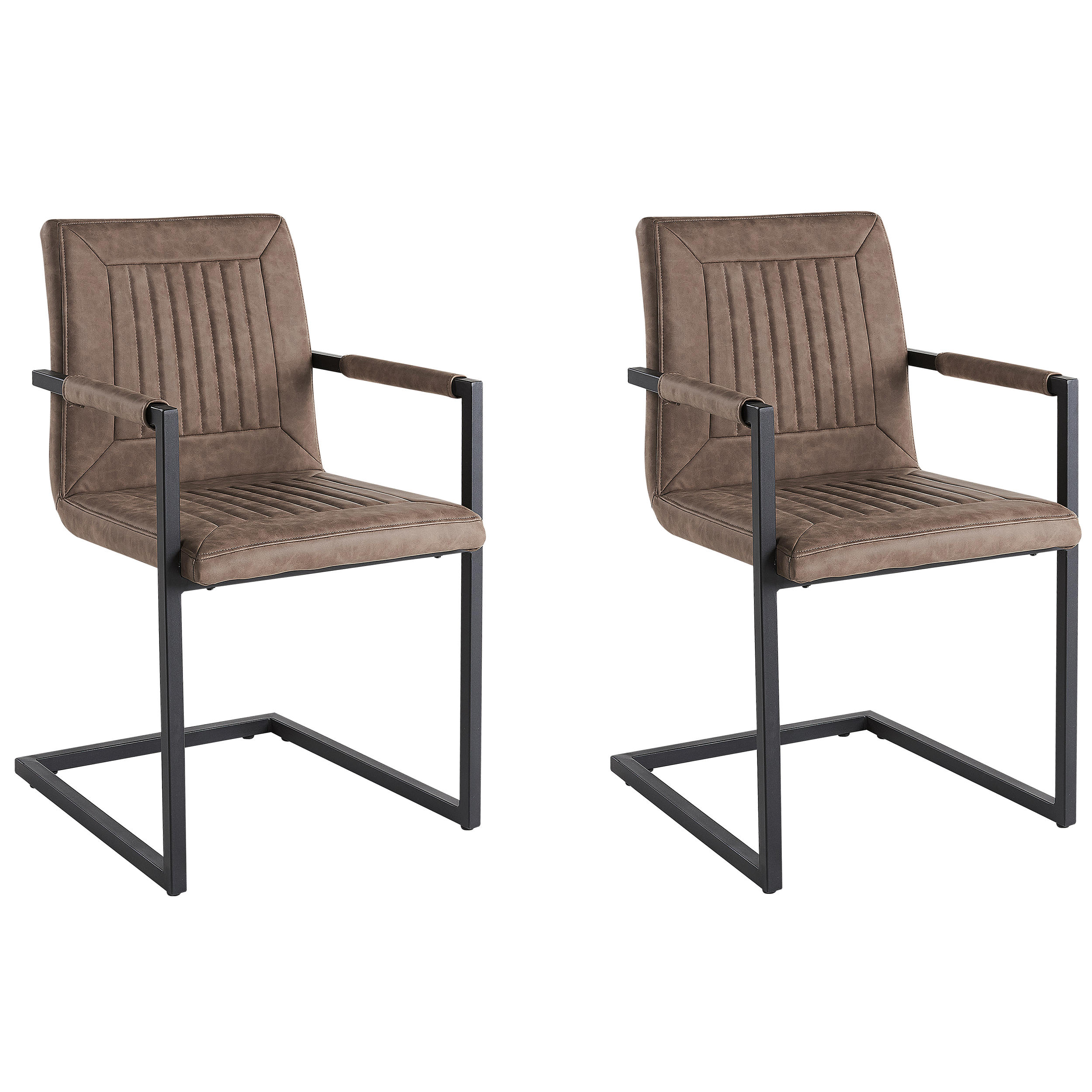 ESSZIMMERSTUHL 2er-Set Kunstleder Braun Brandol - Braun, Textil/Metall (52/87/54cm) - Beliani