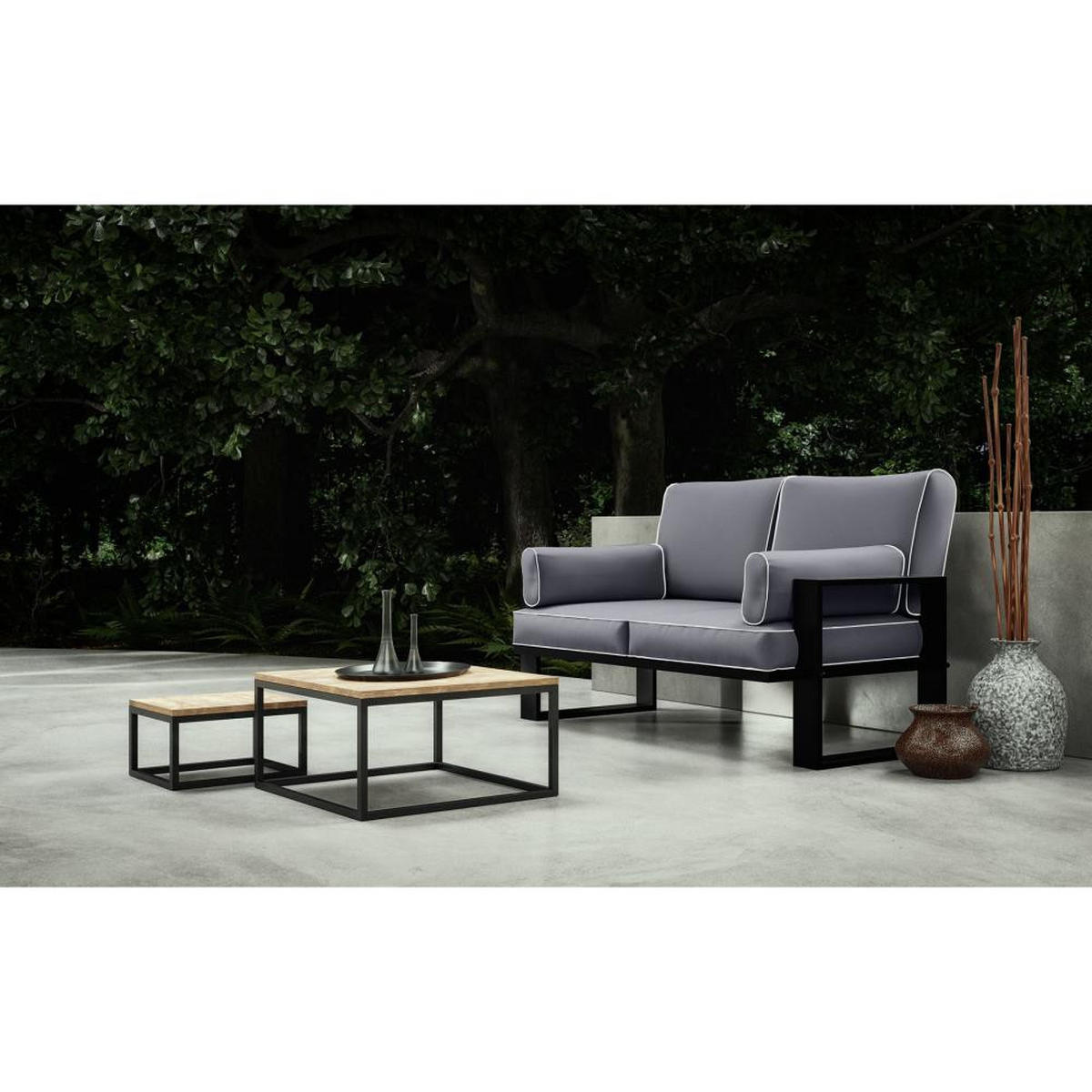 LOUNGESOFA 2-Sitzer Verdino mit Metallrahmen 150 cm dunkelgrau - Dunkelgrau, Metall (150/90/87cm) - Beautysofa