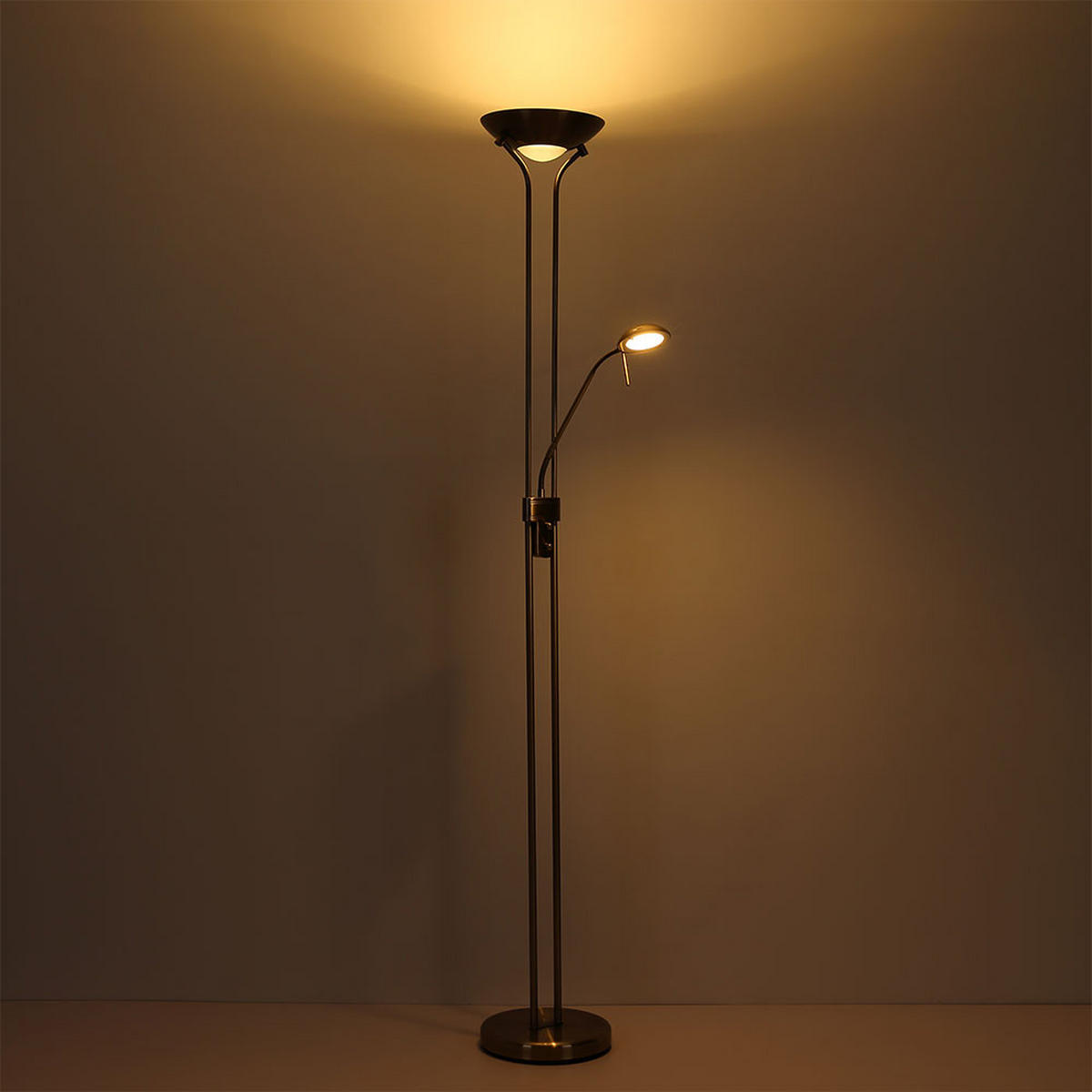 LED STEHLEUCHTE Metall Messing - Messingfarben, Glas (25.5/25.5/180cm) - Globo Lighting