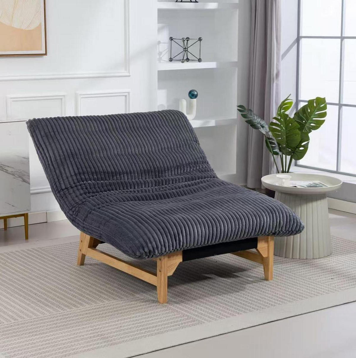 SESSEL Grau aus Cord mit Rückenlehne,100/120/76 cm - Grau, Textil (100/76/120cm) - BEAOK