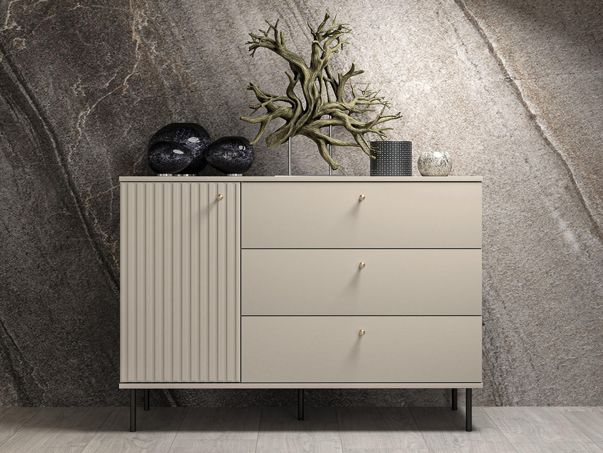SIDEBOARD Sophie kaschmir matt 120 / 40 / 85cm - Kaschmir/Beige, Holz/Holzwerkstoff (120/85/40cm) - Feldmann-Wohnen