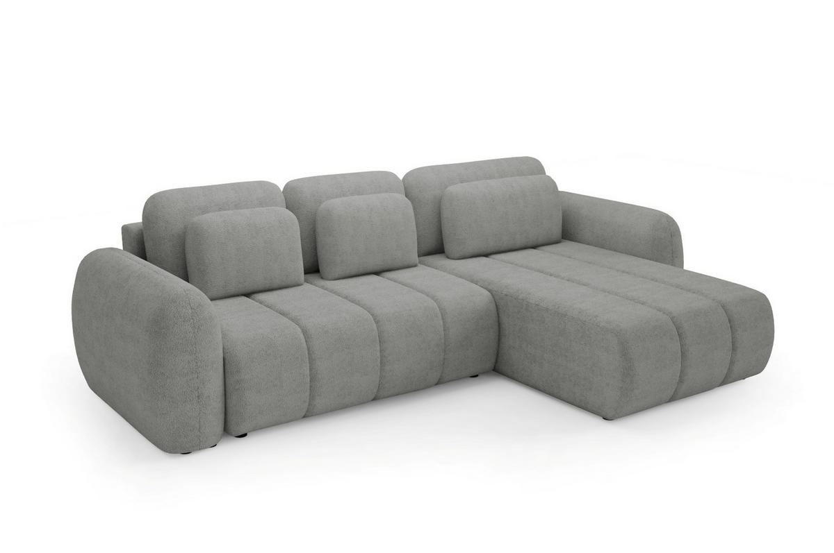 ECKSOFA mit Schlaffunktion Premium Grau - Schwarz/Grau, Holz/Holzwerkstoff (304/190cm) - Furnisell