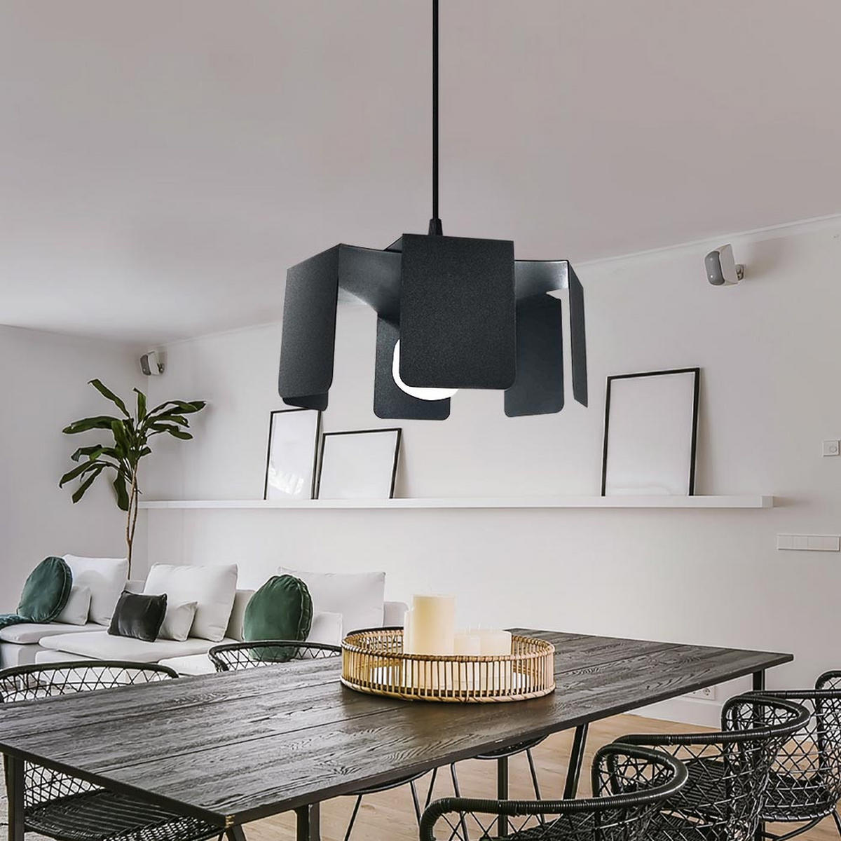 HÄNGELEUCHTE Stahl Schwarz Eckig - Schwarz, Metall (24/24/110cm)