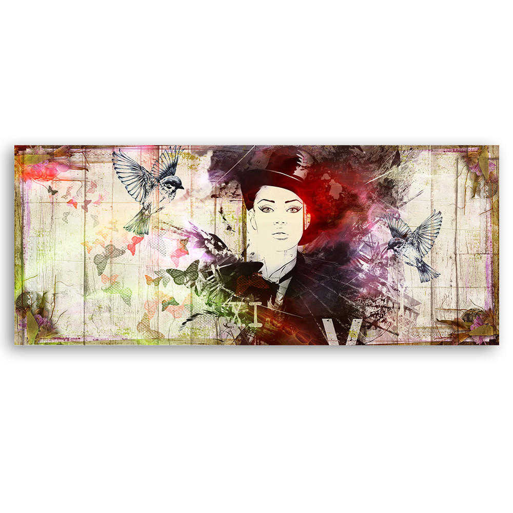 WANDBILD abstraktes gesicht einer frau - Multicolor, Textil (90/30cm) - Feeby