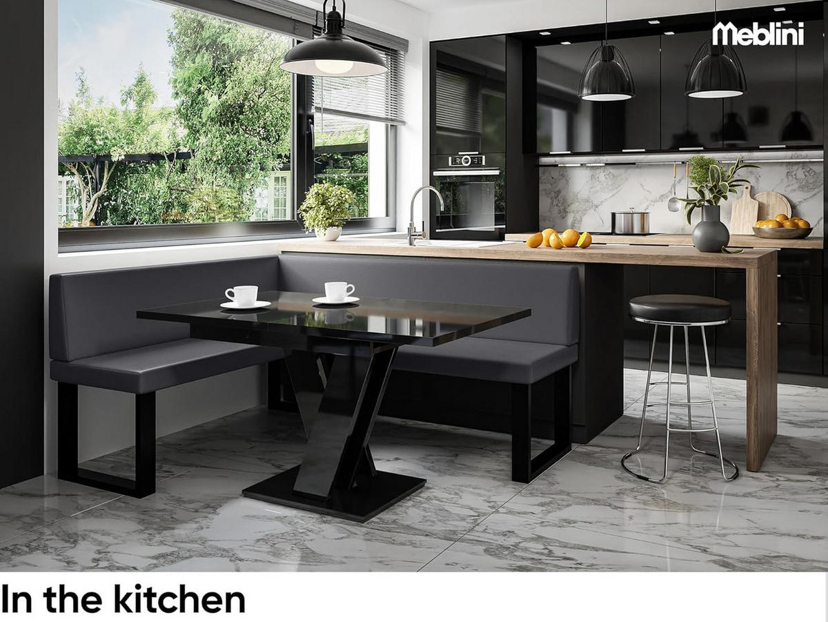 ECKBANK TONI_U - Grau, Leder (128/168cm) - Meblini