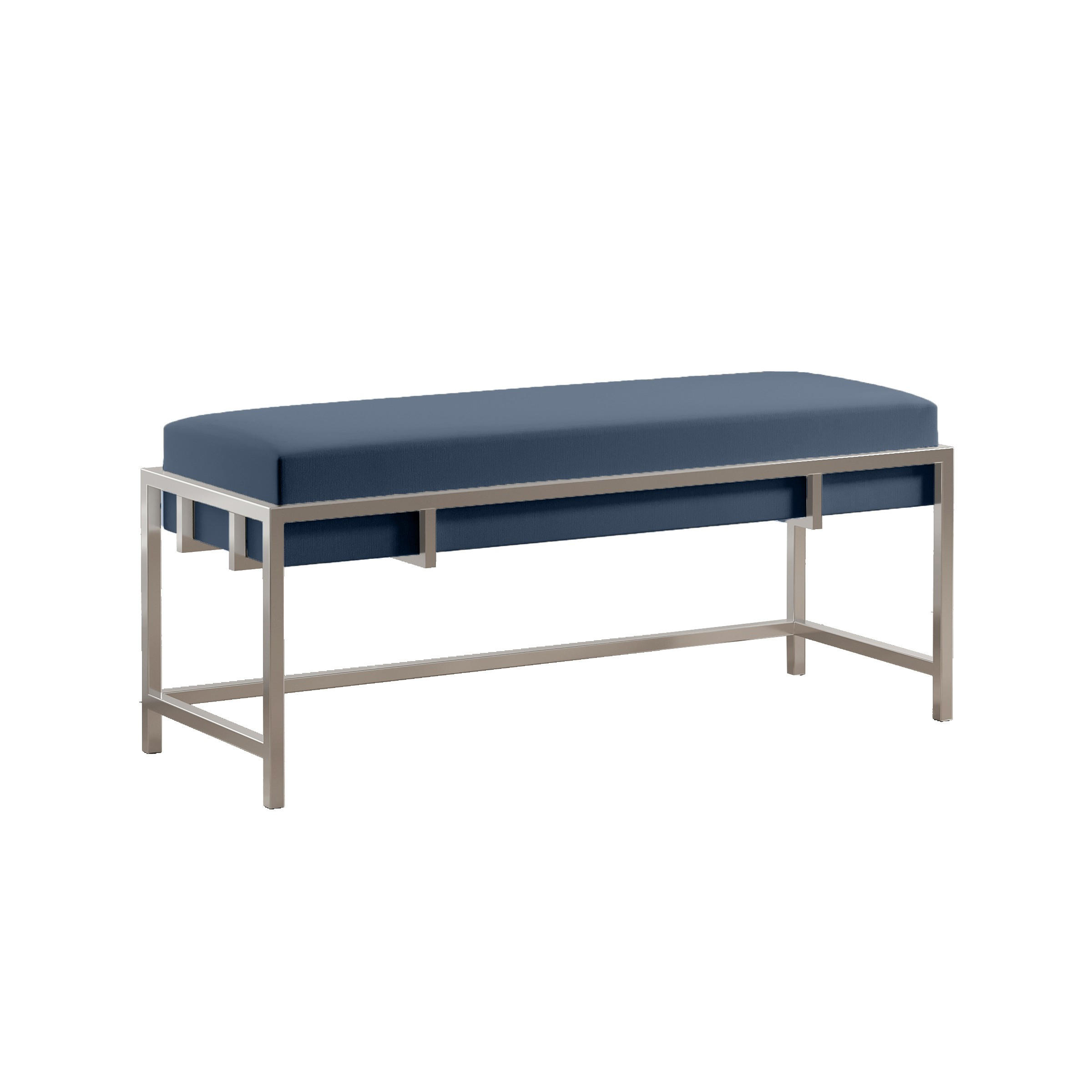 POLSTERBANK LAMO 100 Dunkelblau, Chromgestell - Chromfarben/Dunkelblau, Textil/Metall (100/45/35cm) - Bettso