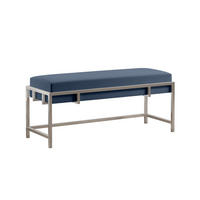 POLSTERBANK LAMO 100 Dunkelblau, Chromgestell - Chromfarben/Dunkelblau, Textil/Metall (100/45/35cm) - Bettso
