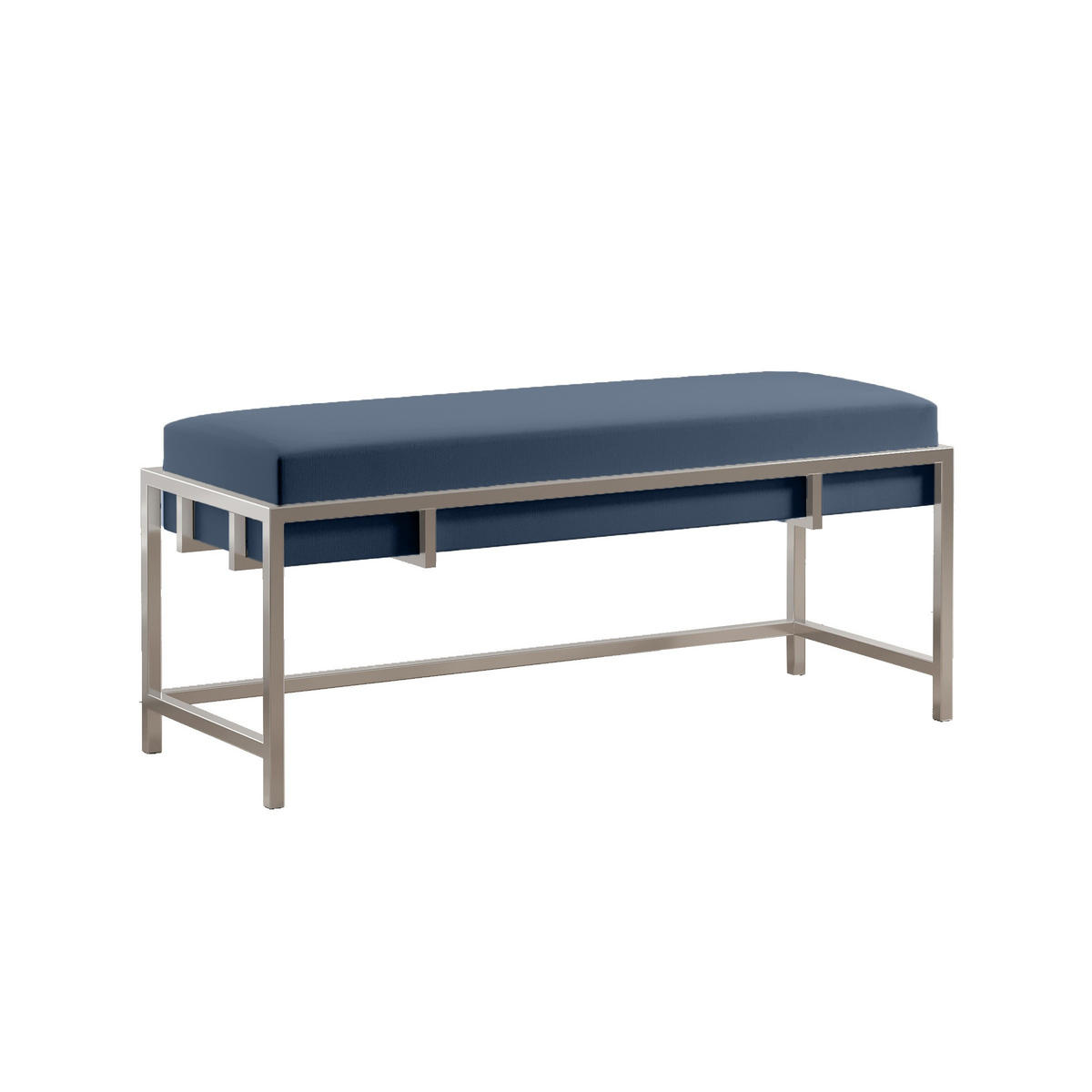 POLSTERBANK LAMO 100 Dunkelblau, Chromgestell - Chromfarben/Dunkelblau, Textil/Metall (100/45/35cm) - Bettso