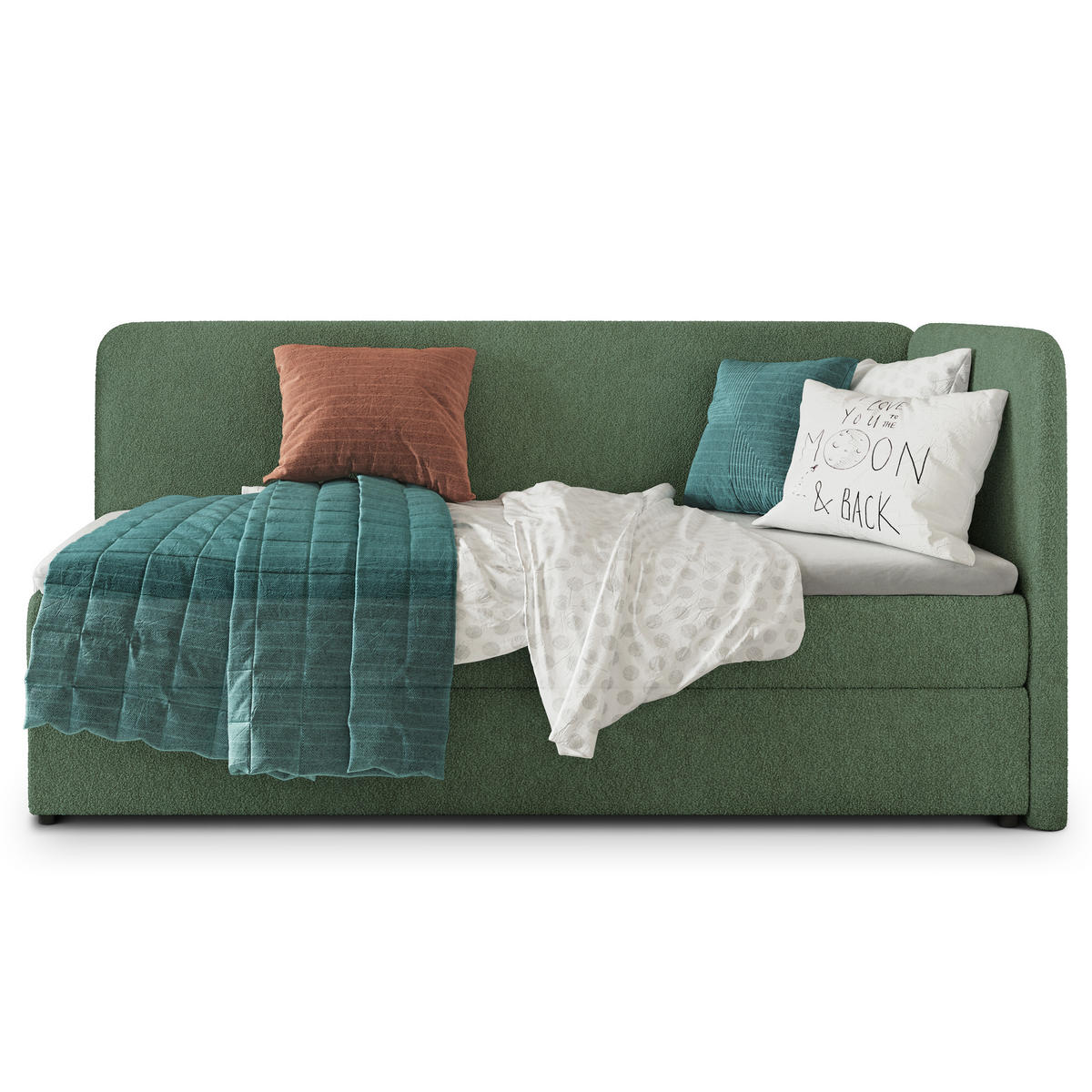 POSTEL BOXSPRING GINA 90x200 cm, s matrací a úložným prostorem, zelená barva - zelená barva, kompozitní dřevo/textil (90/200cm) - MASSENO