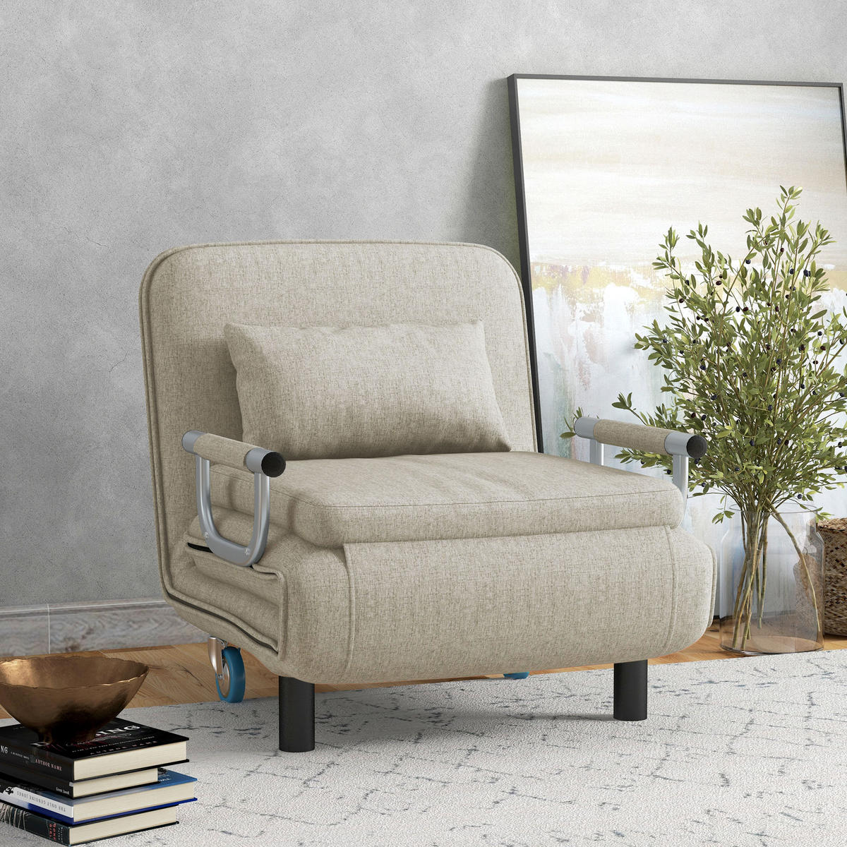 SCHLAFSESSEL, 3 in 1 Klappsessel mit verstellbarer Rückenlehne, Grau - Grau, Metall (72/83/78cm) - HOMCOM